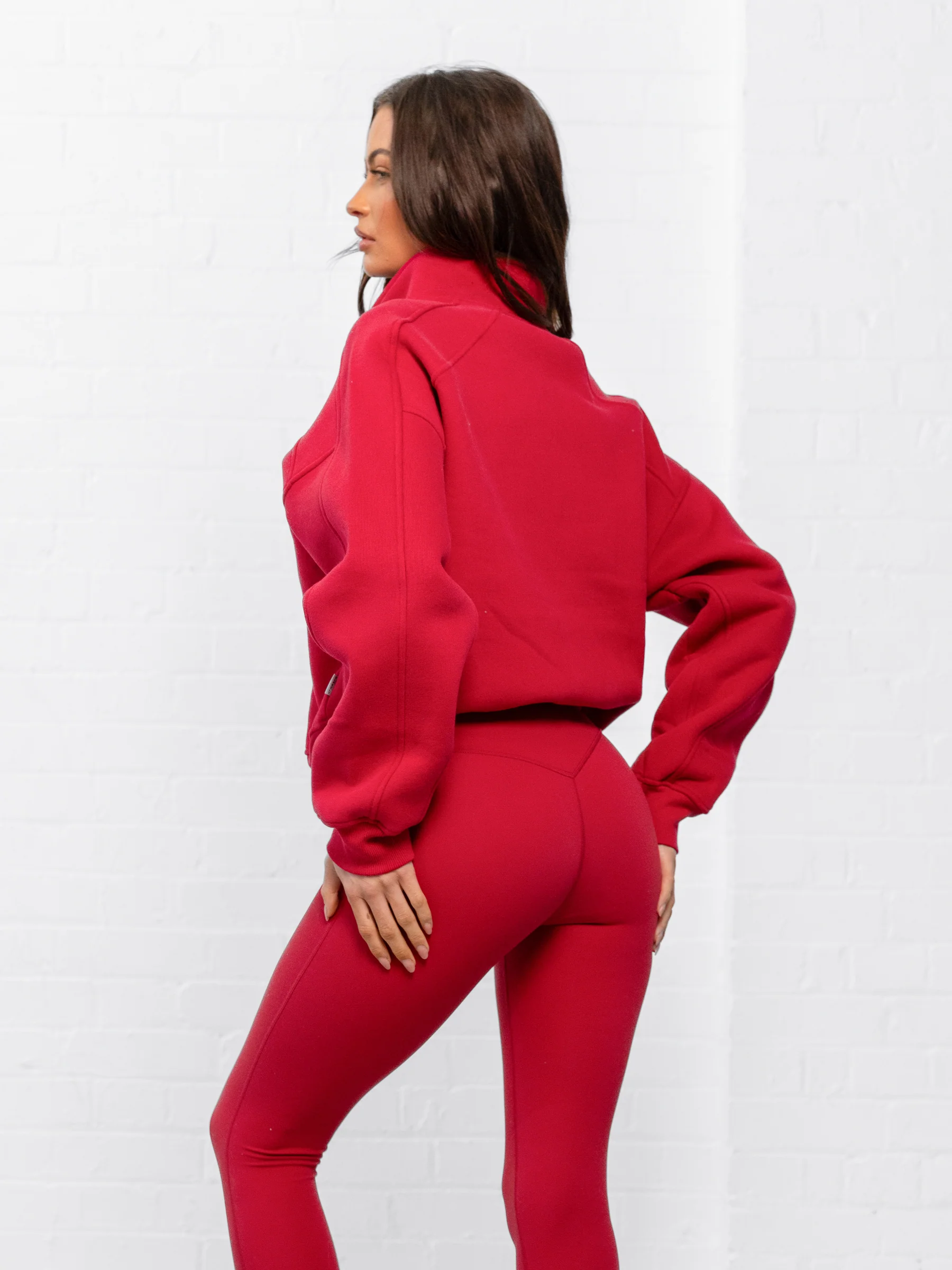 Addie 1/4 Zip Jumper - Cherry Red - Image 2