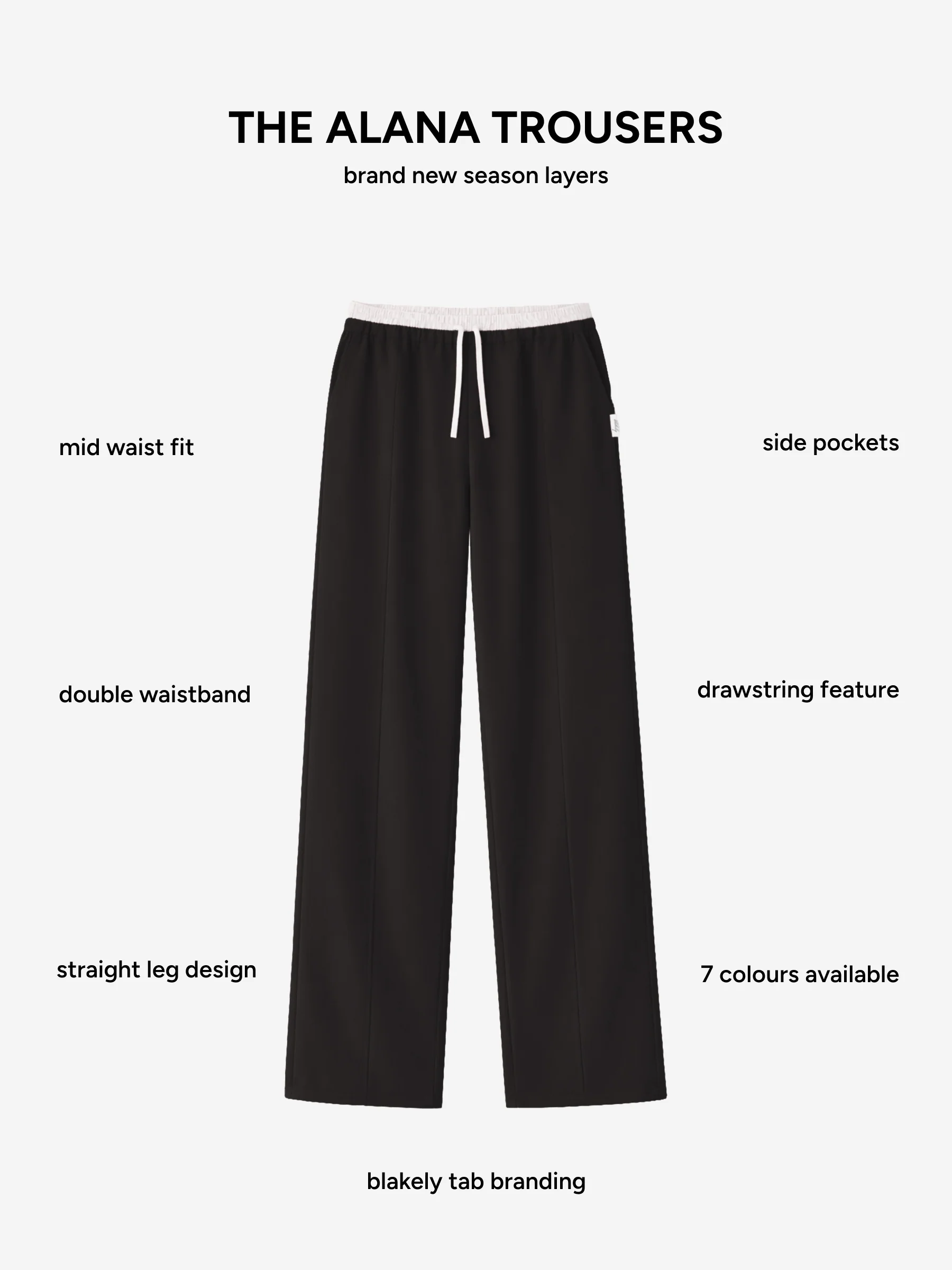 Alana Double Waist Trousers - Black - Image 5