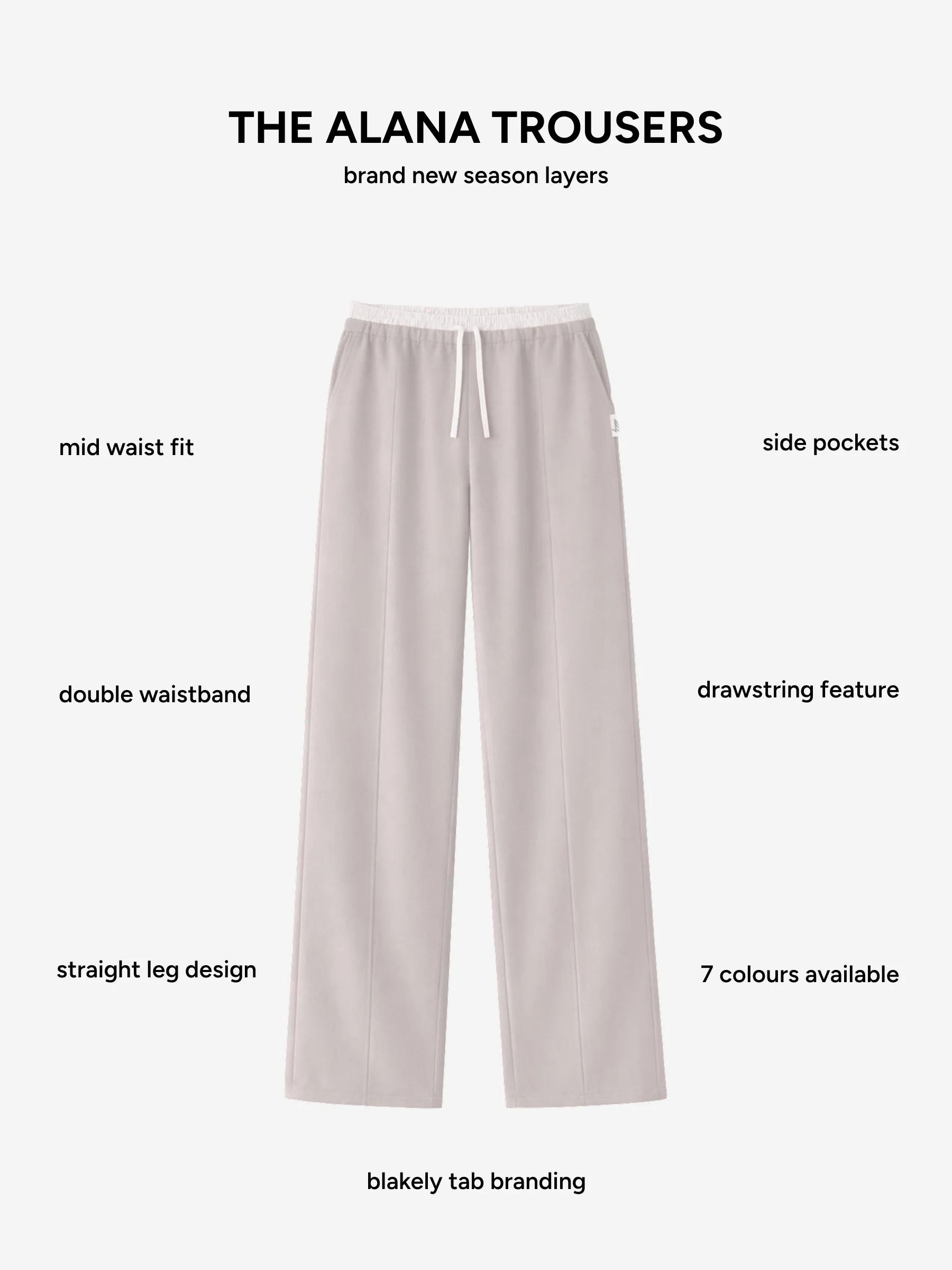 Alana Double Waist Trousers - Pebble - Image 5