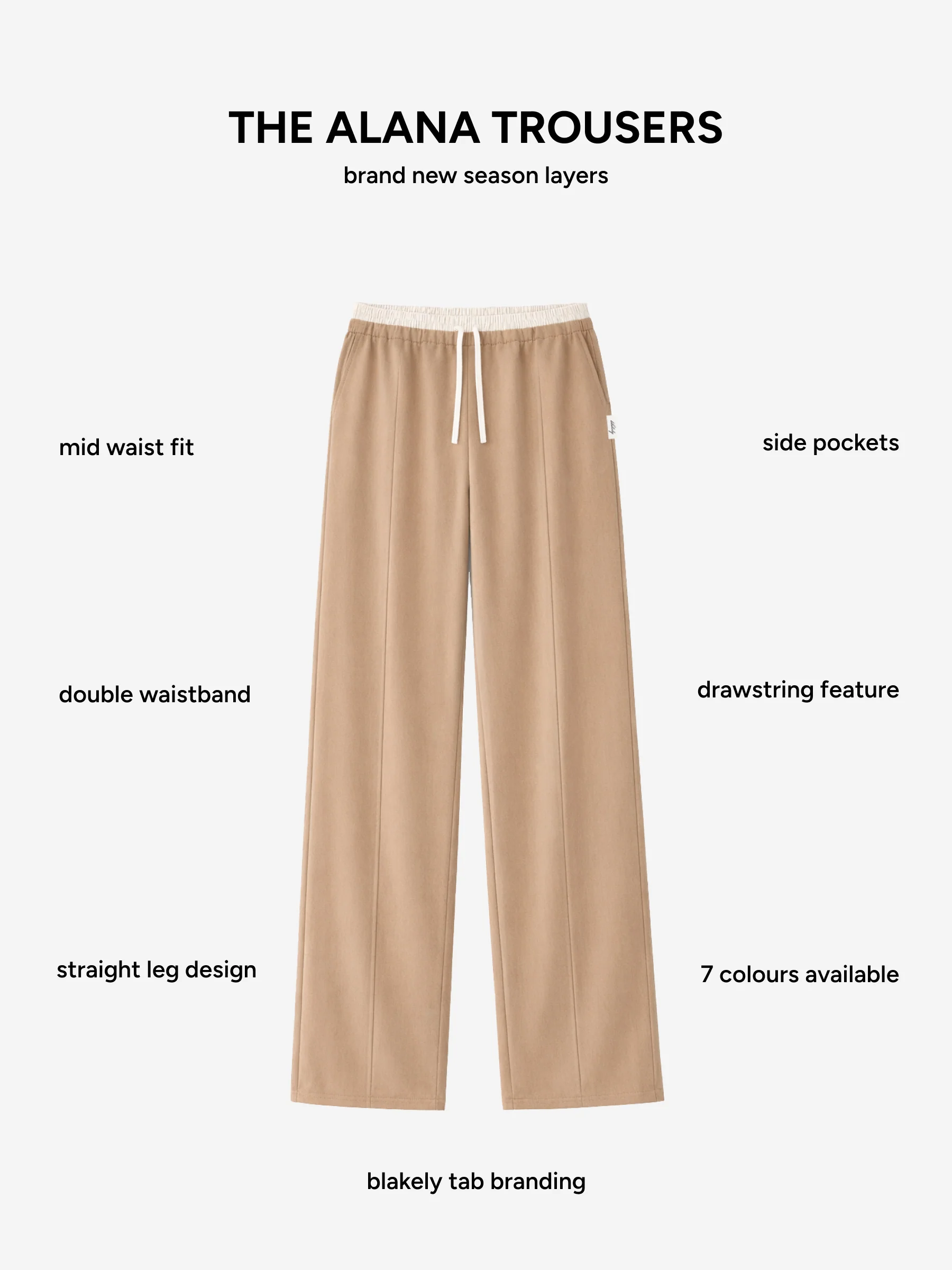Alana Double Waist Trousers - Tan - Image 6