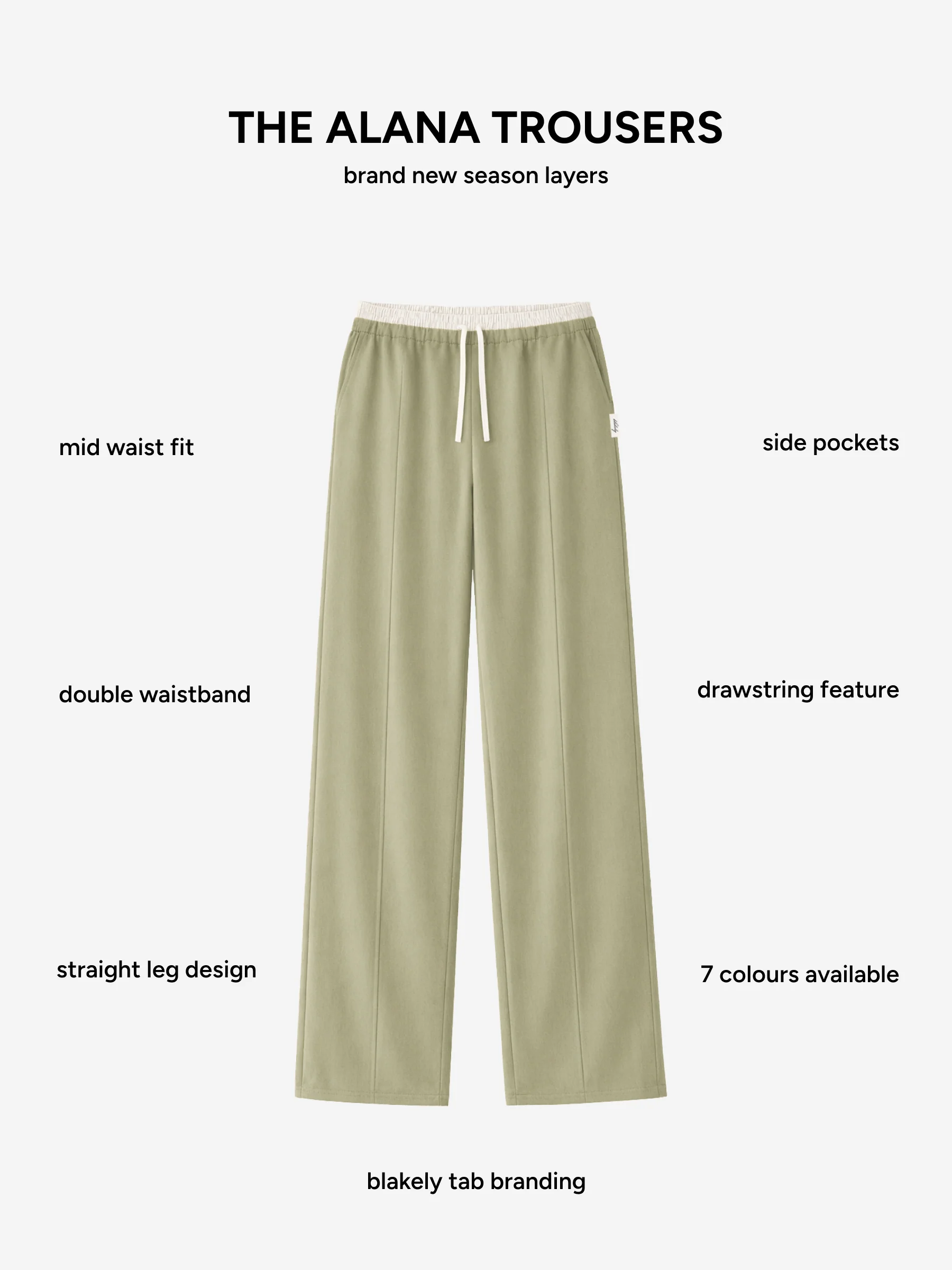 Alana Double Waist Trousers - Warm Olive - Image 5