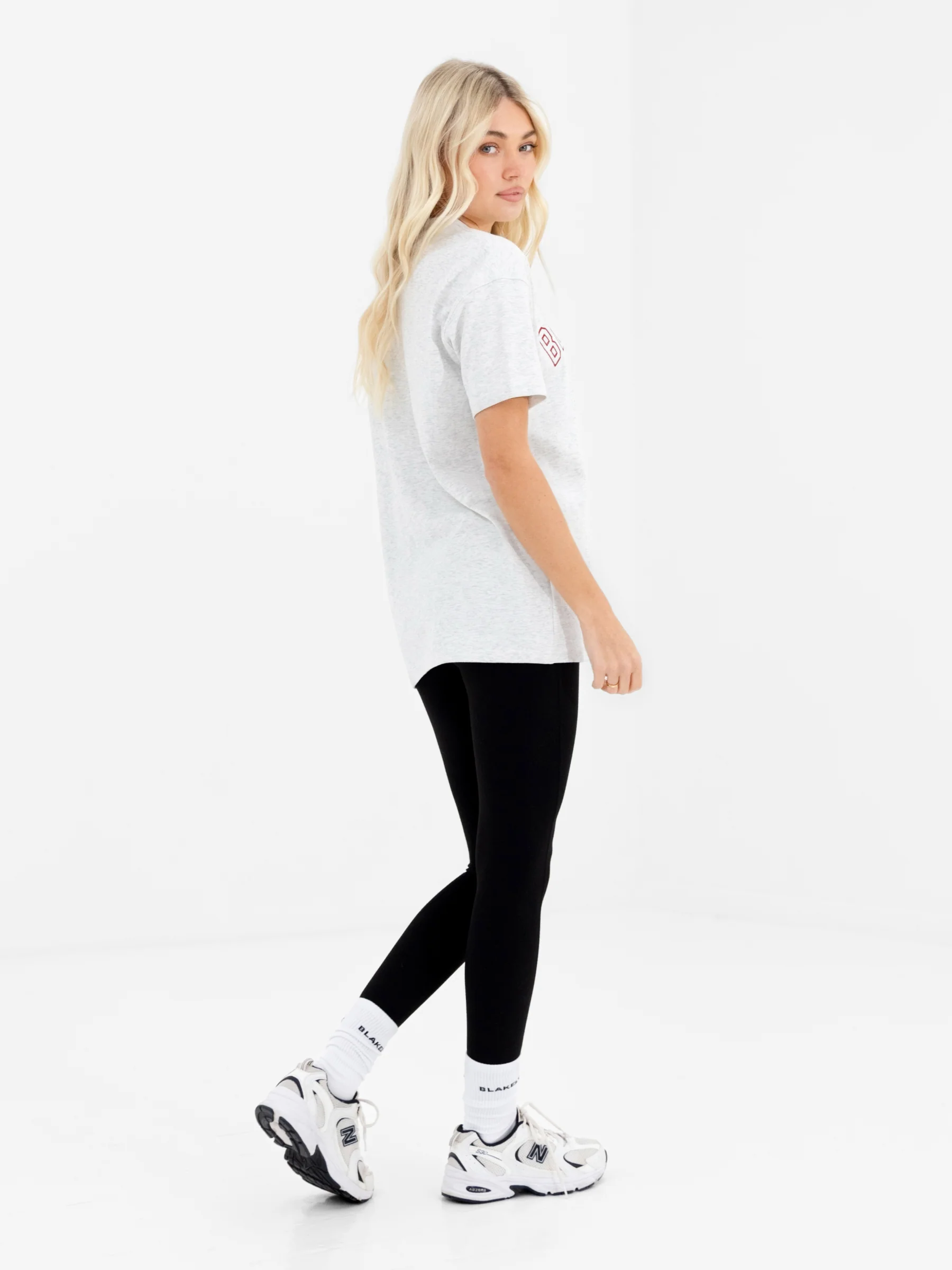 Alexis Chain Stitch Oversized T-Shirt - Marl White - Image 4