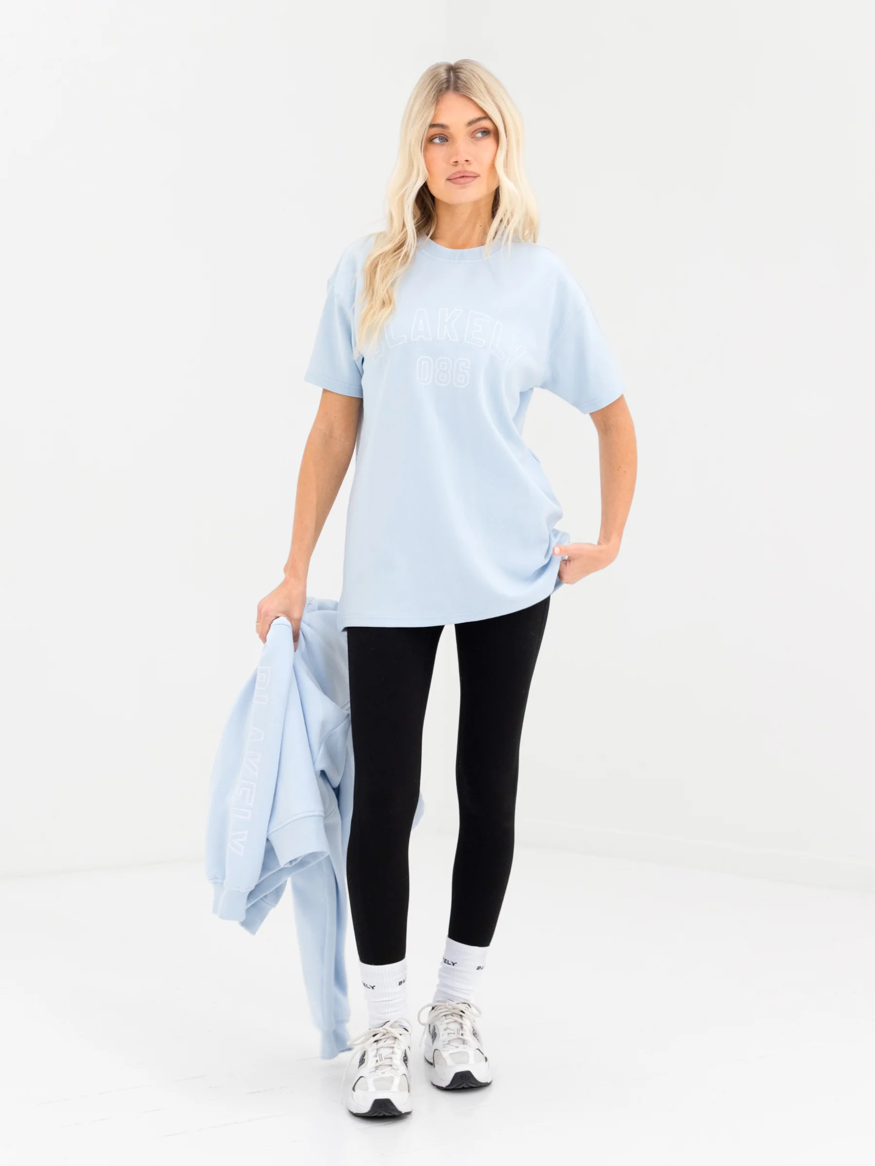Alexis Chain Stitch Oversized T-Shirt - Powder Blue - Image 3