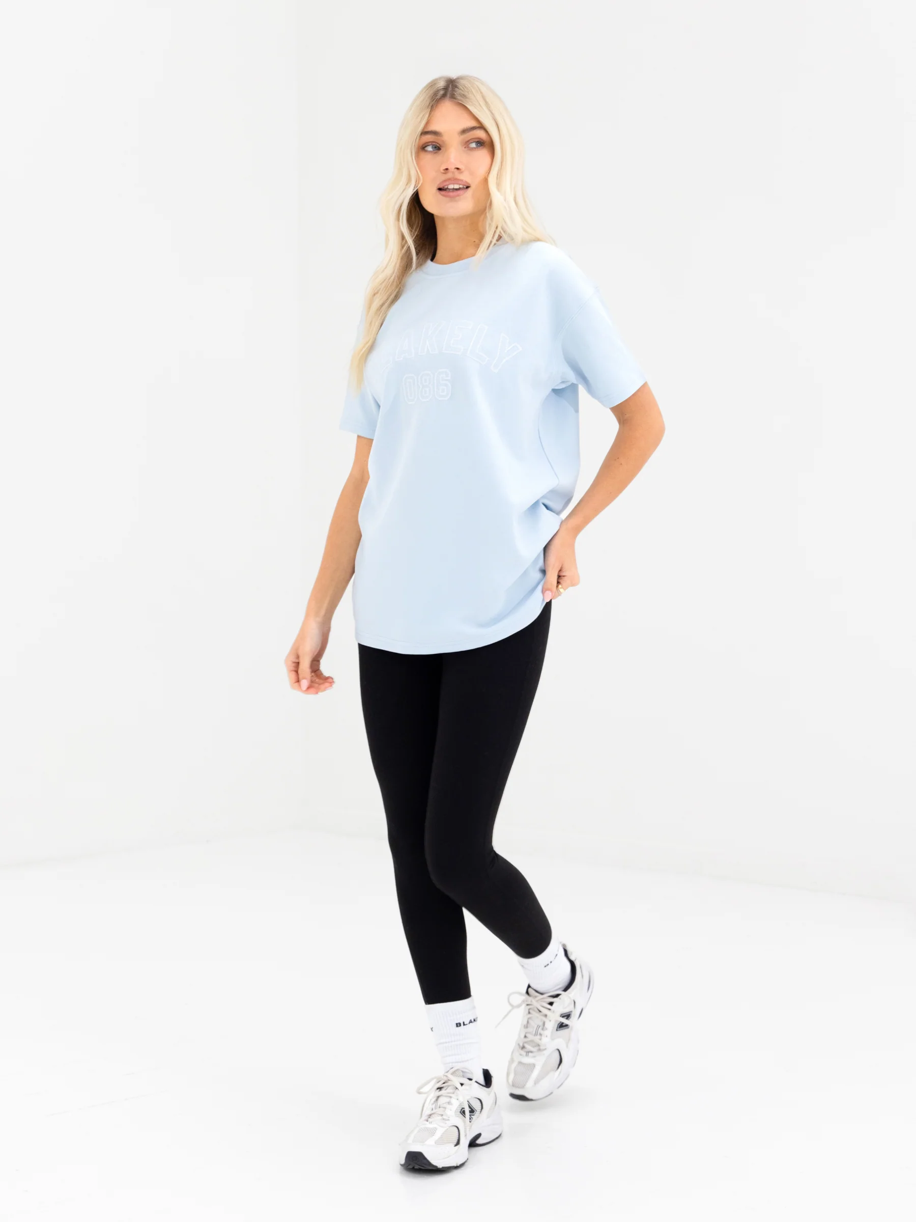 Alexis Chain Stitch Oversized T-Shirt - Powder Blue - Image 4