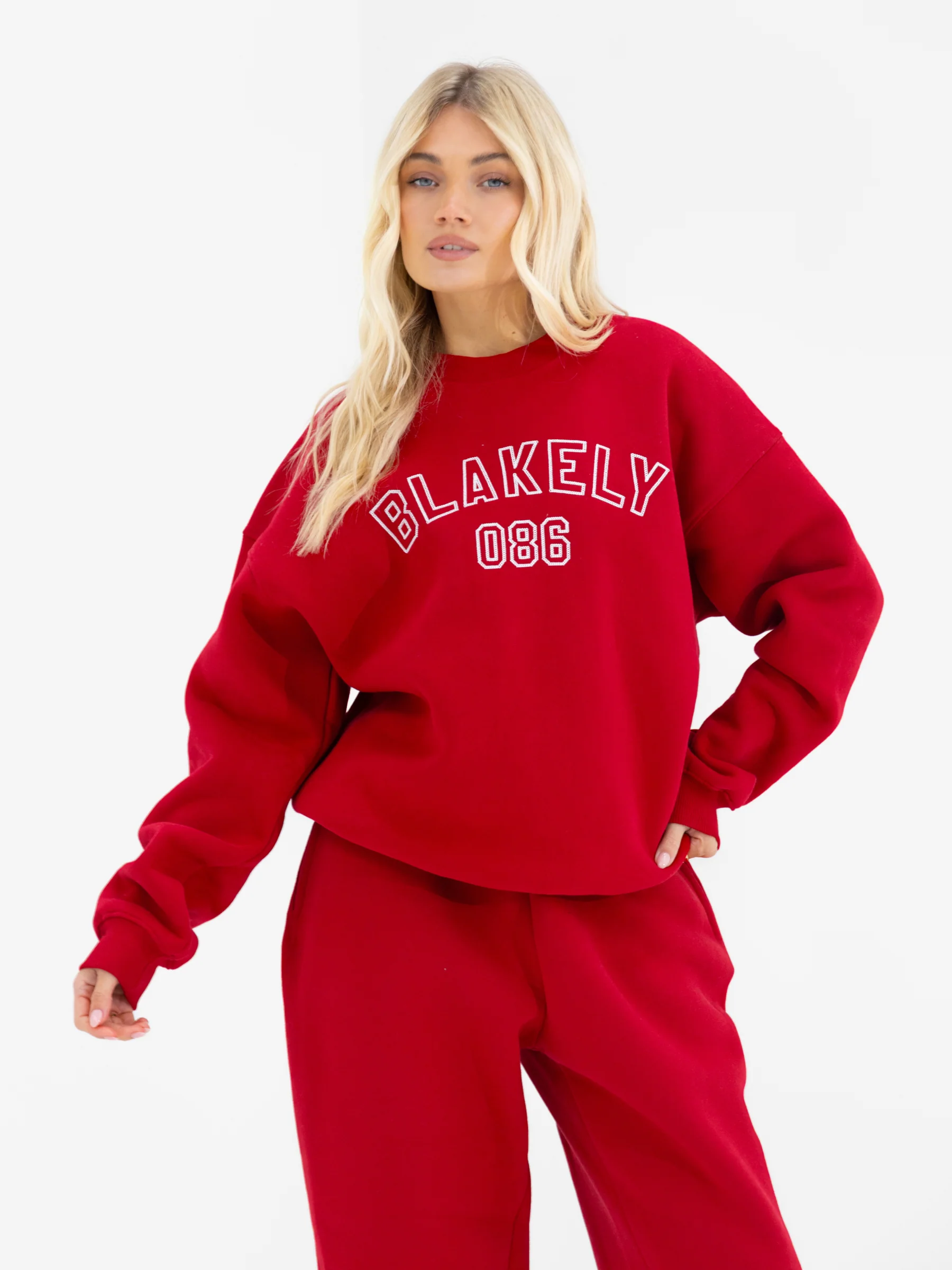 Alexis Wide Leg Sweatpants - Cherry Red - Image 5