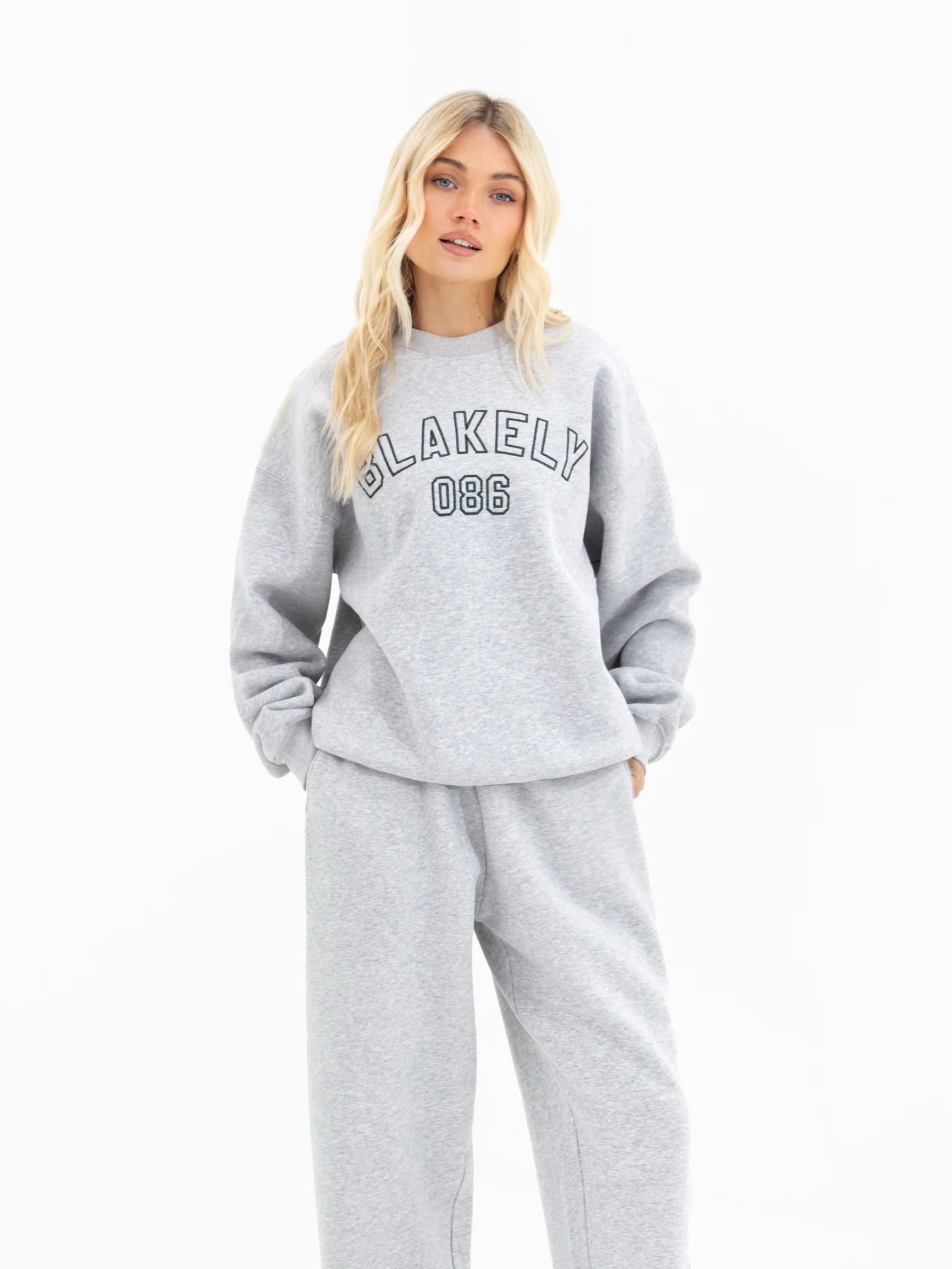 Alexis Wide Leg Sweatpants - Marl Grey - Image 6