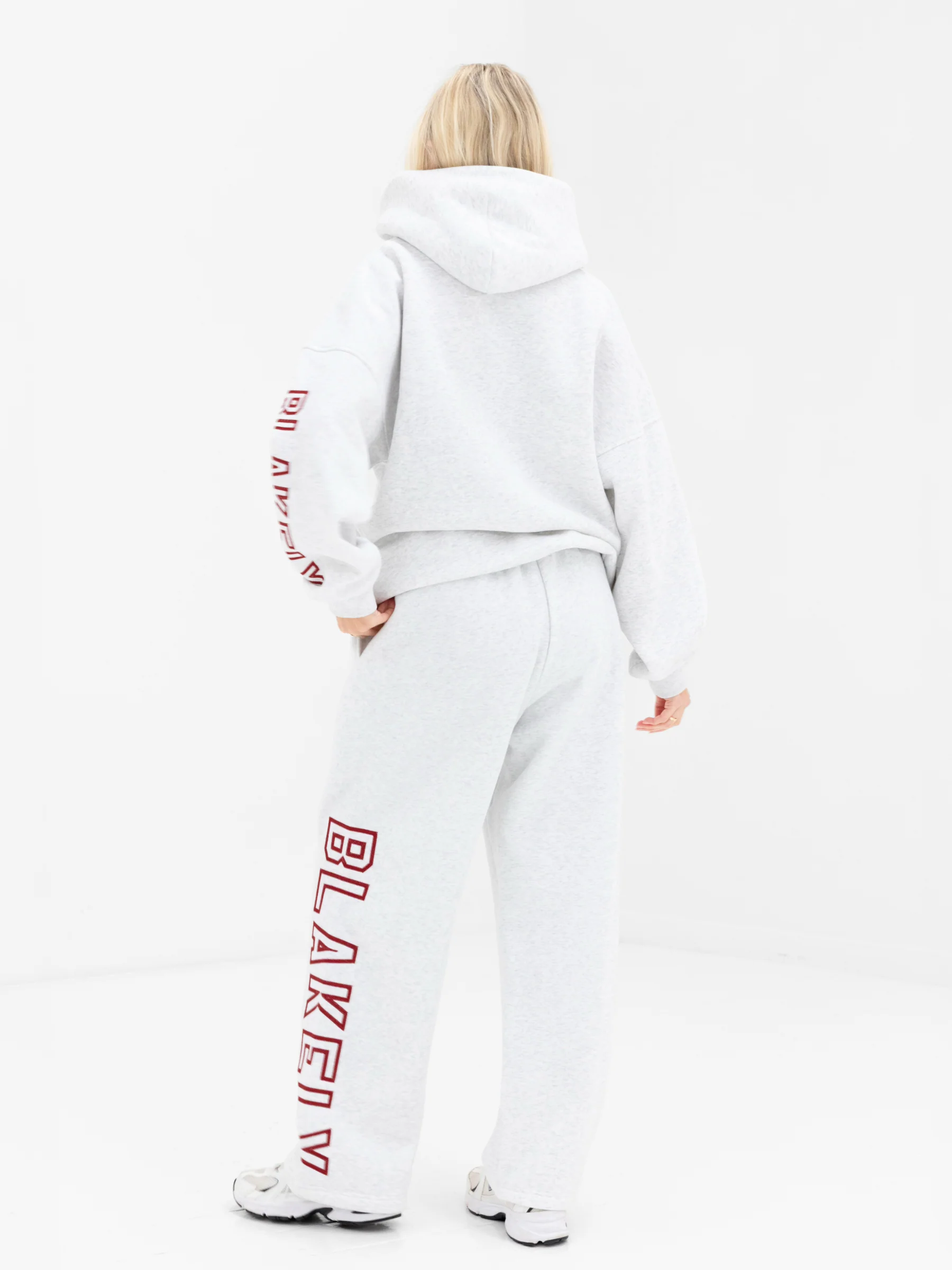 Alexis Wide Leg Sweatpants - Marl White - Image 4