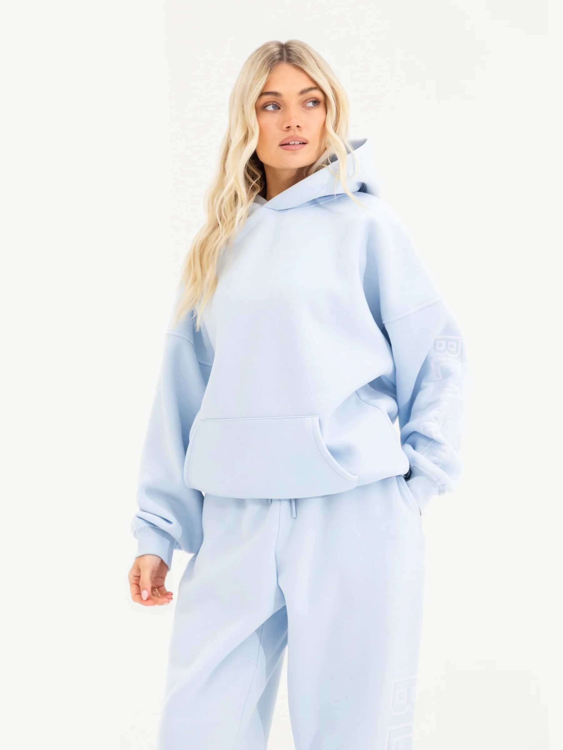 Alexis Wide Leg Sweatpants - Powder Blue - Image 5