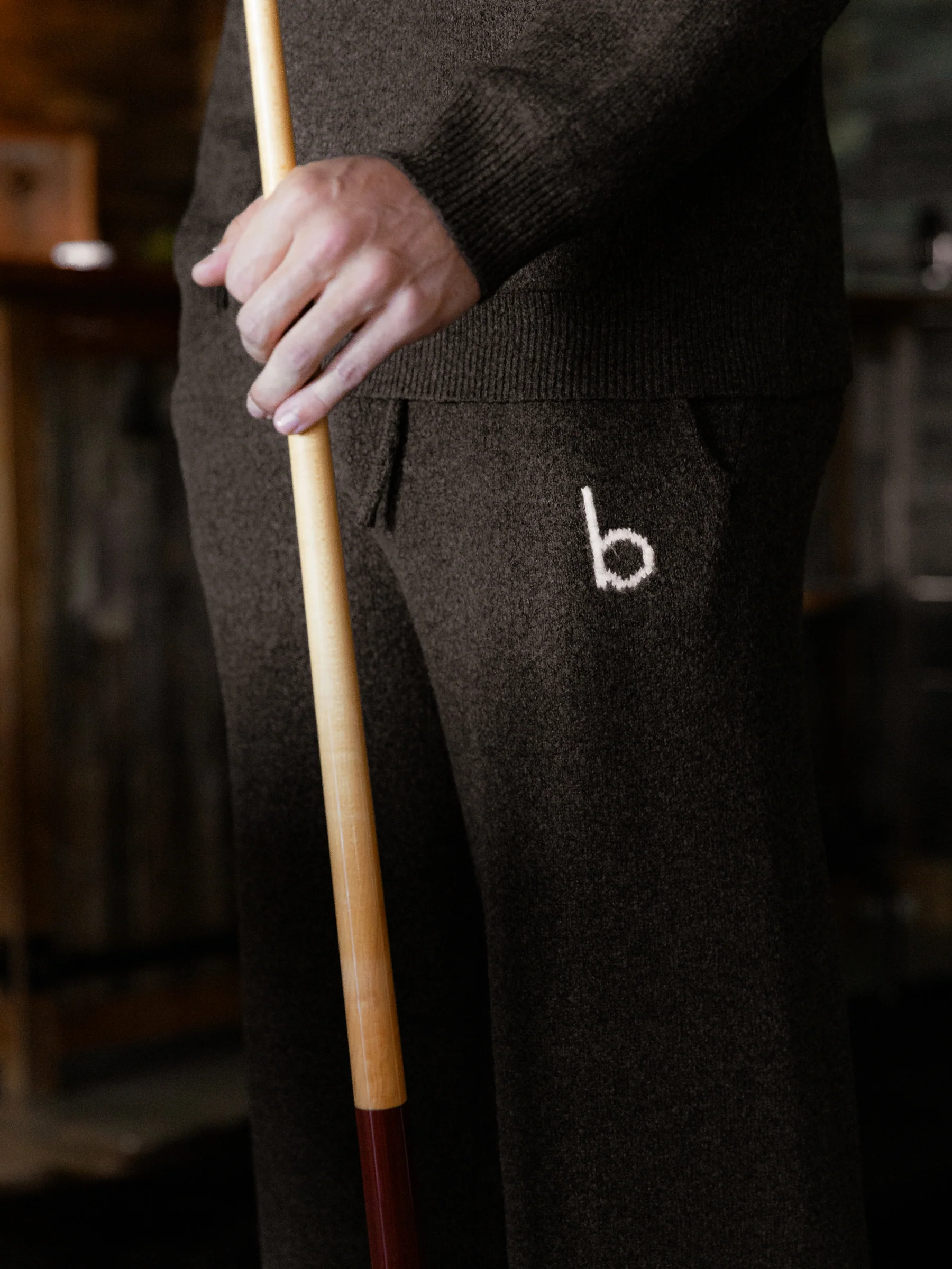 Alfie Knitted Wide Leg Sweatpants - Dark Brown - Image 4