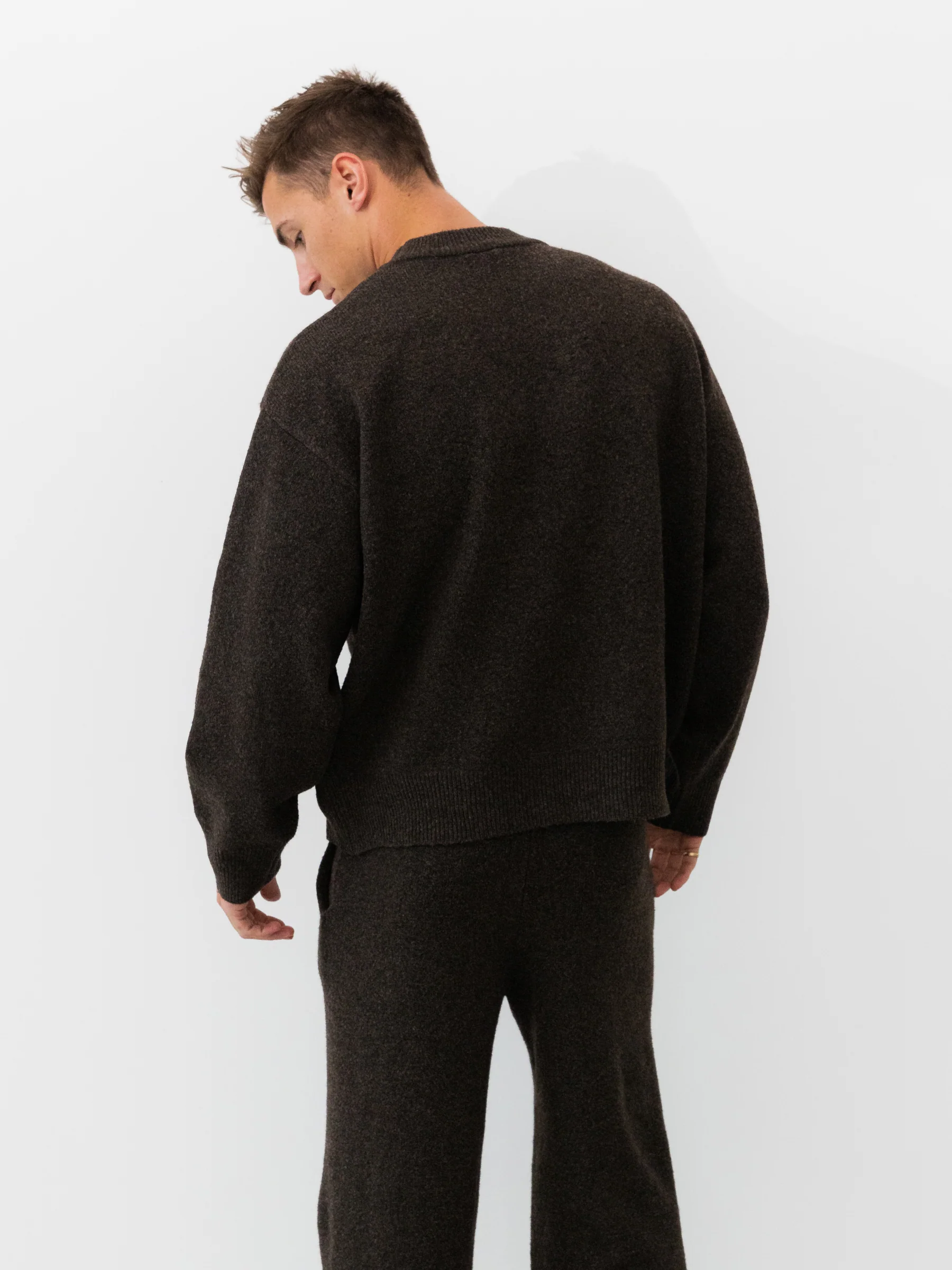 Alfie Relaxed Knitted Jumper - Dark Brown - Image 2