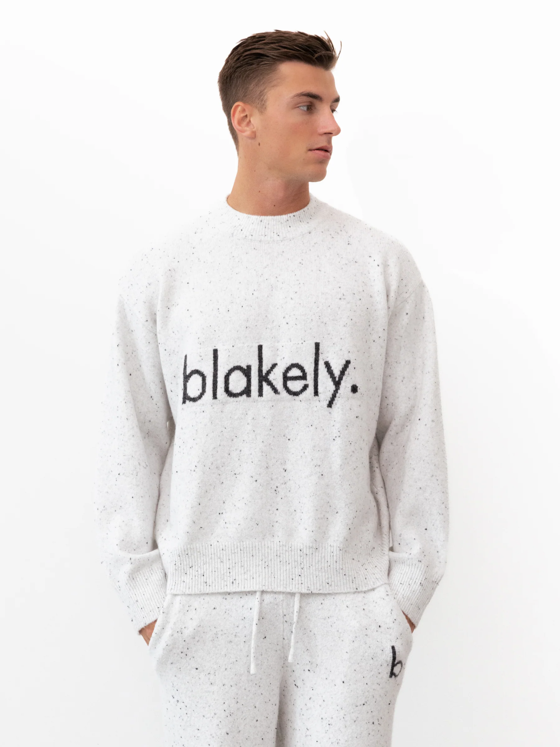 Alfie Relaxed Knitted Jumper - Light Grey