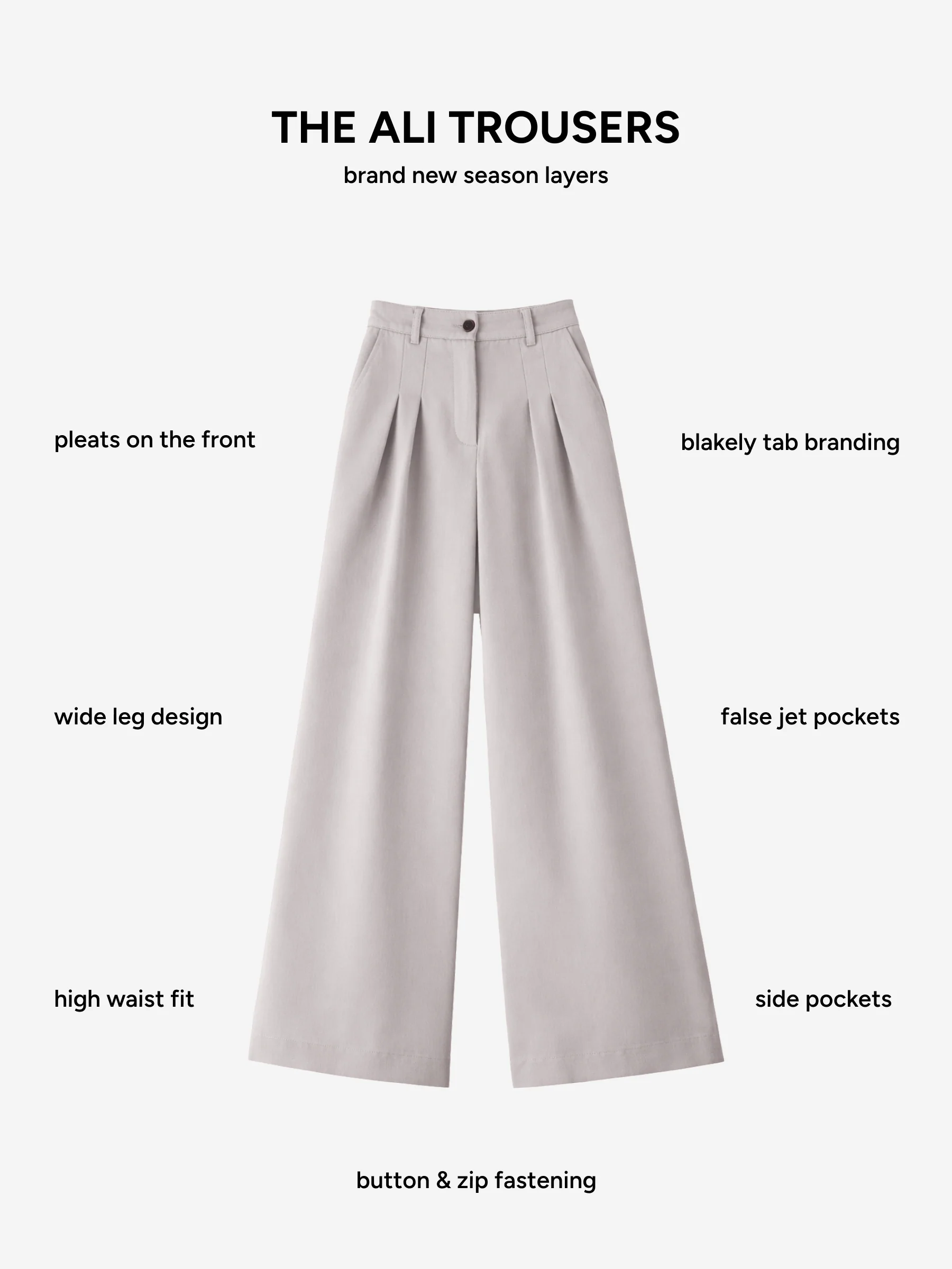 Ali Pleated Trousers - Pebble - Image 5