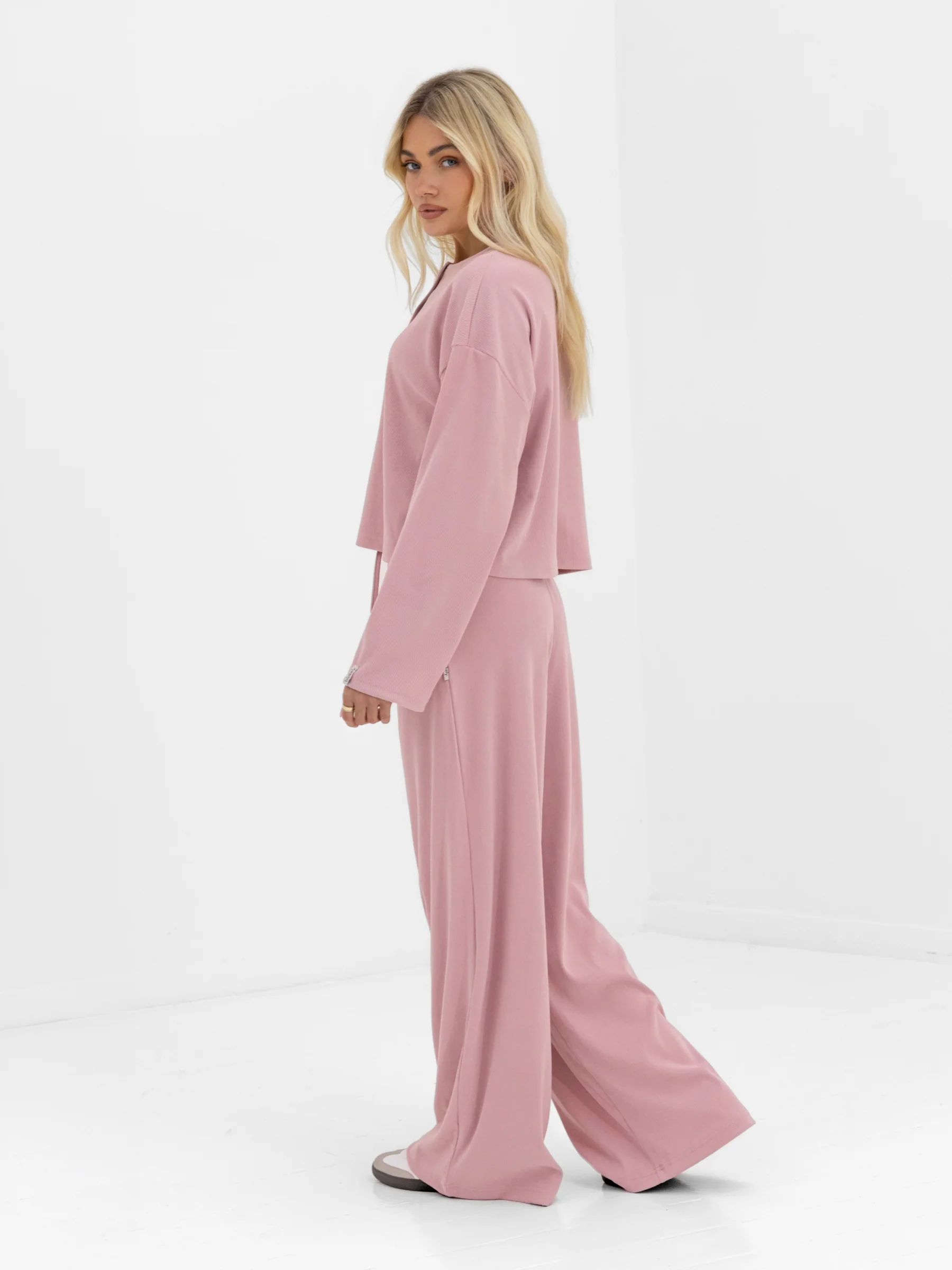 Alma Button Up Cardigan - Dusky Pink - Image 4