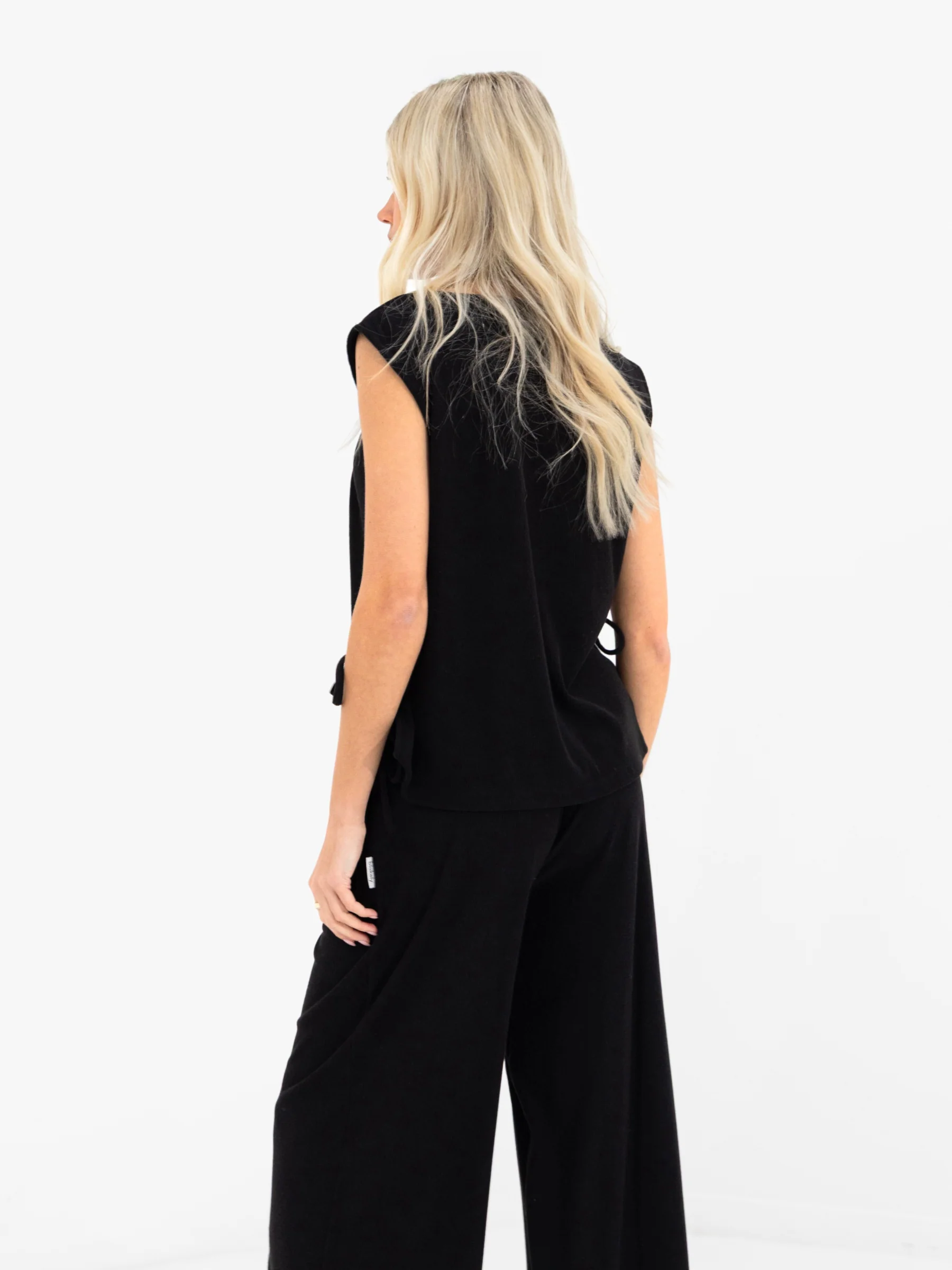 Alma Tie Up Vest - Black - Image 2