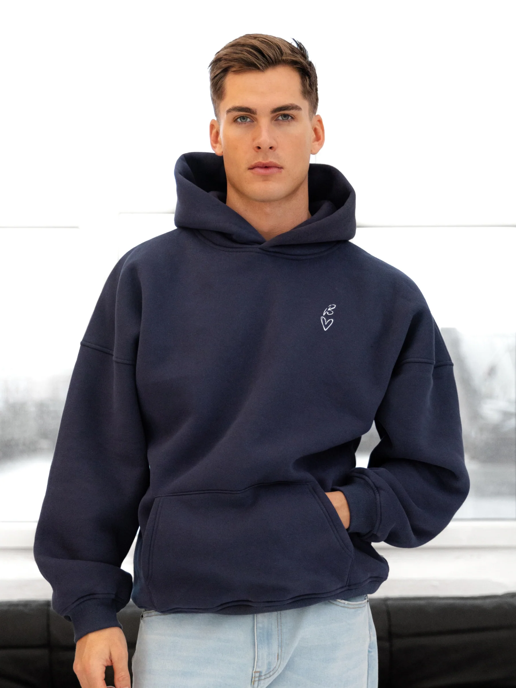 Amos Relaxed Hoodie - True Navy - Image 2