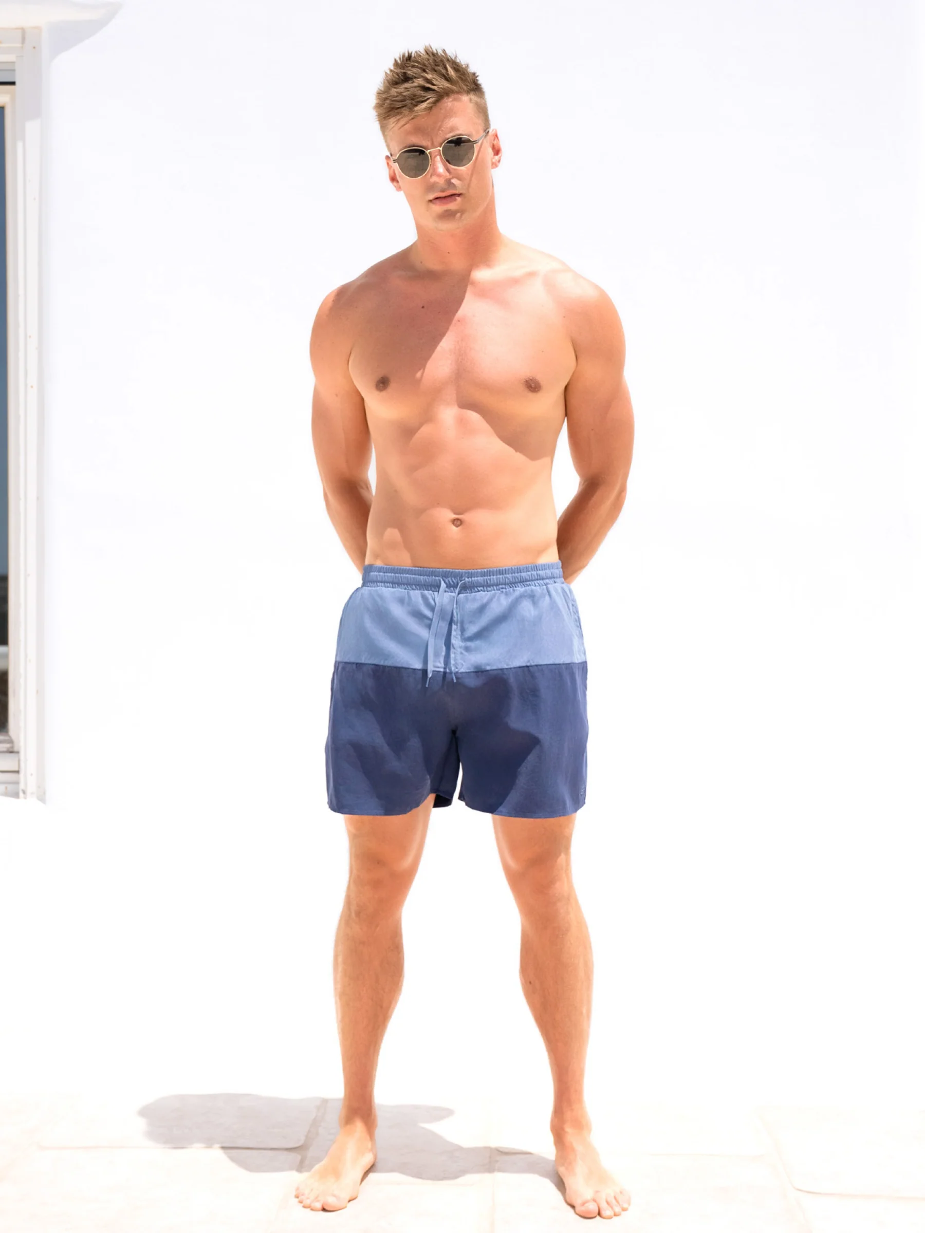 Anchor Swim Shorts - Dusty Blue - Image 3