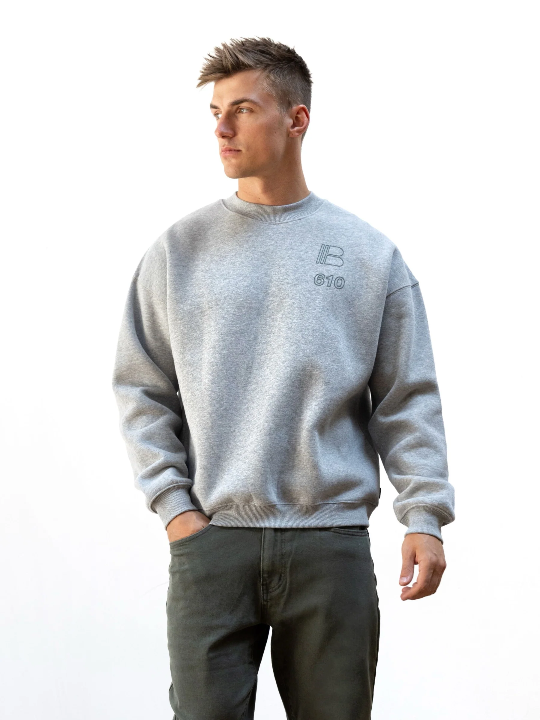 Apex City Relaxed Jumper - Marl Grey - Image 2