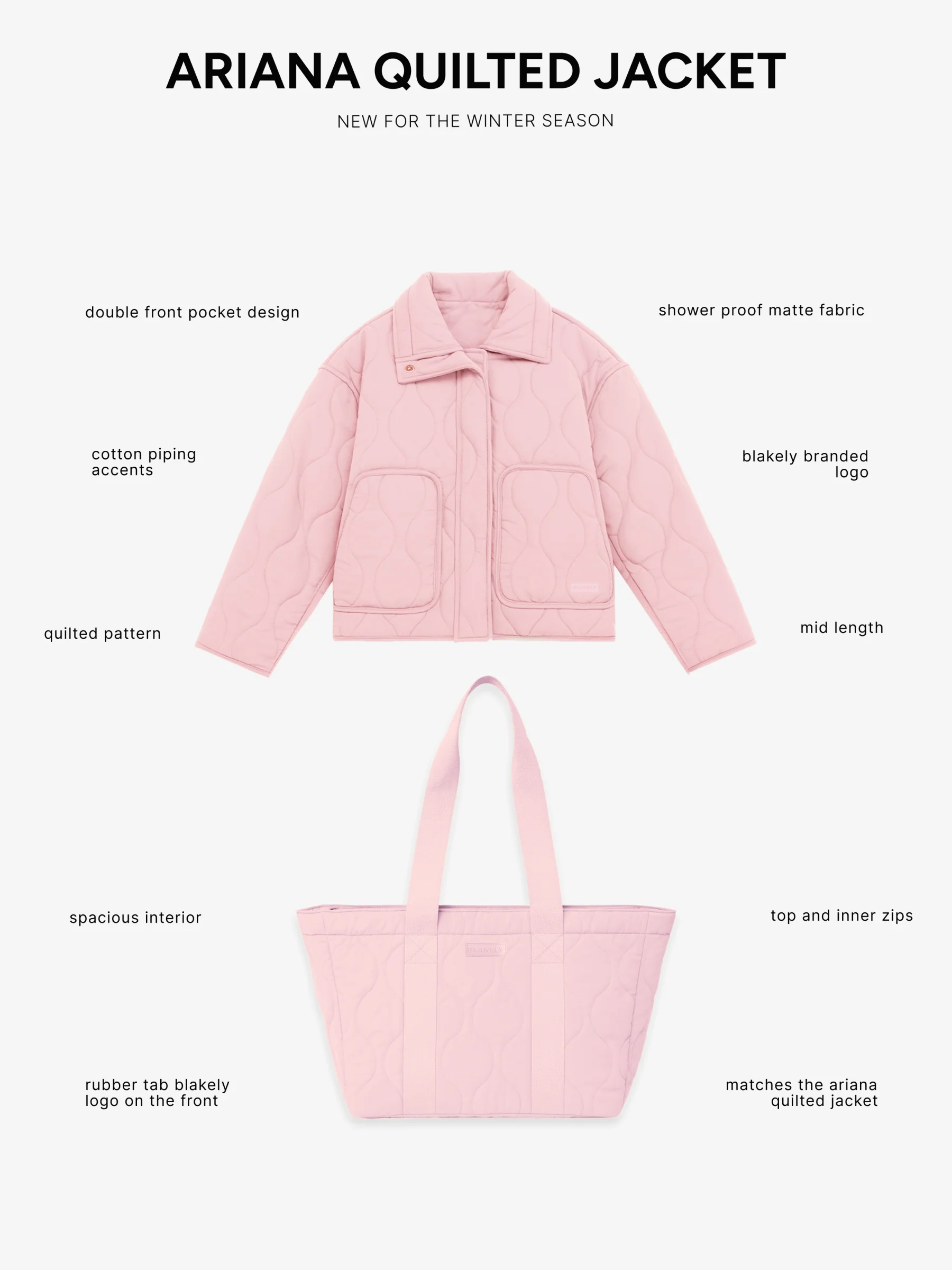 Ariana Quilted Jacket - Soft Pink - Image 4