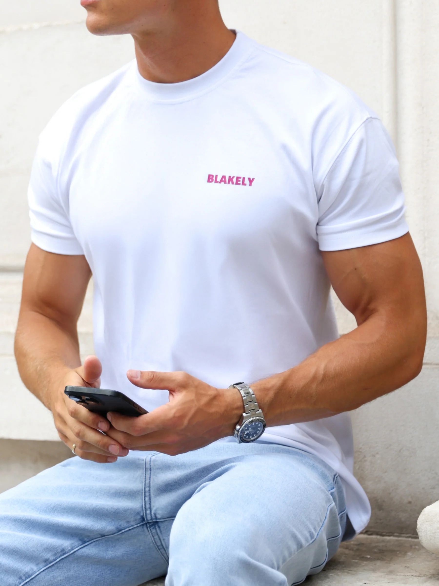 Arlo Relaxed T-Shirt - White & Pink - Image 5