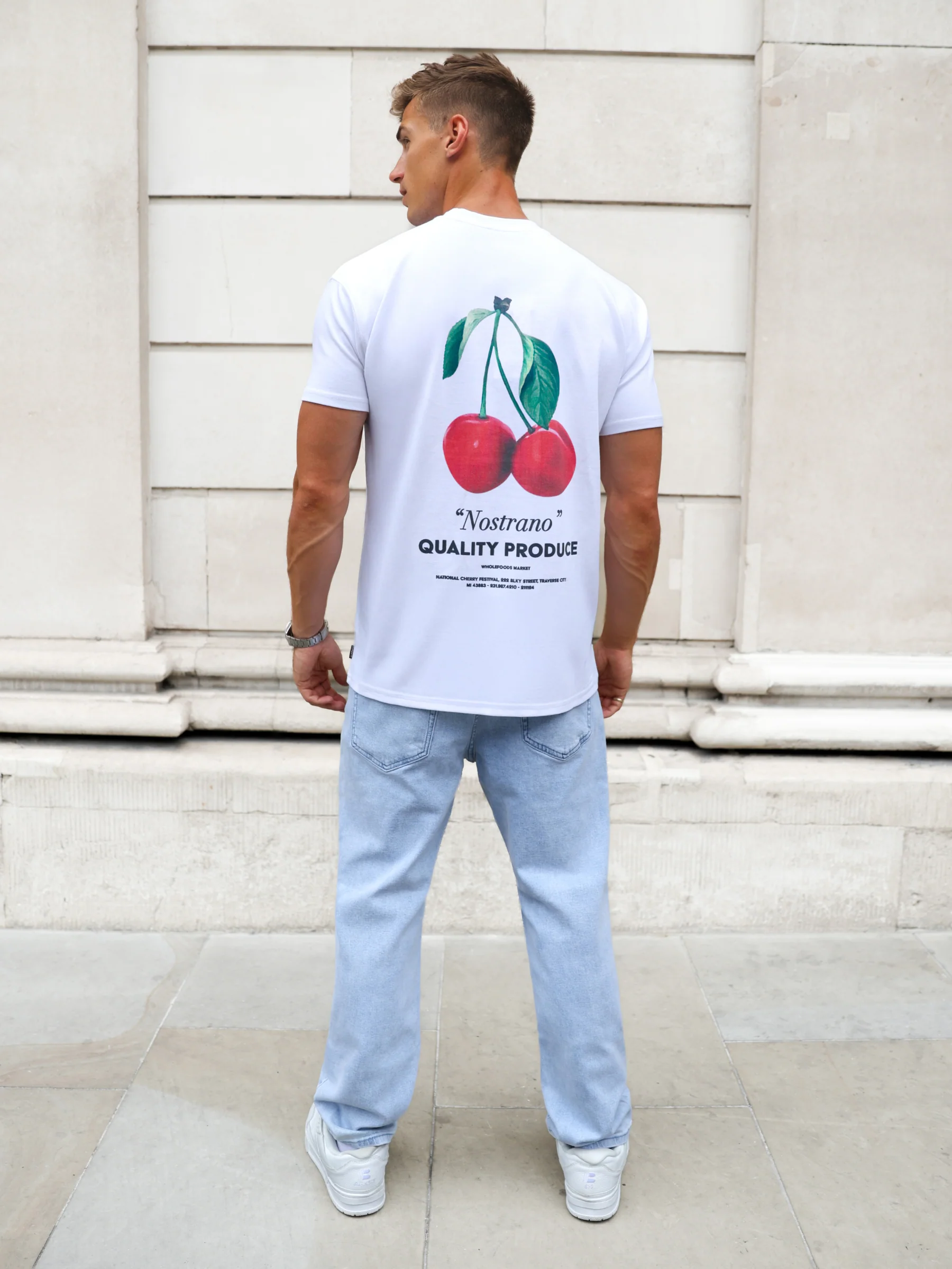 Cherry Print Relaxed T-Shirt - White - Image 3