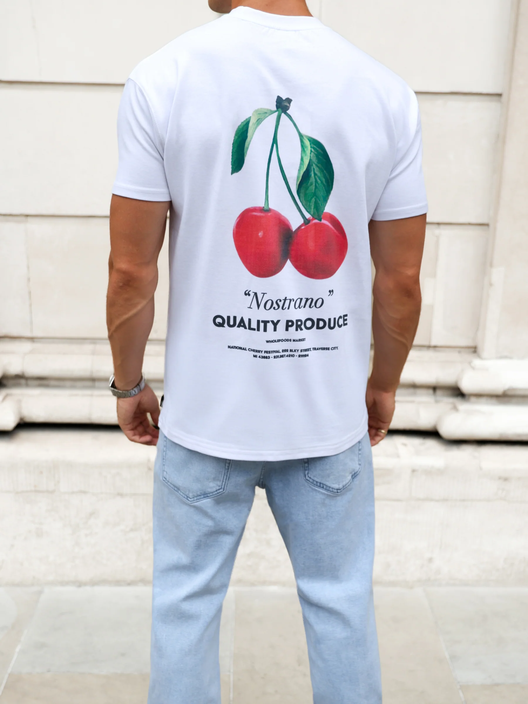 Cherry Print Relaxed T-Shirt - White - Image 5