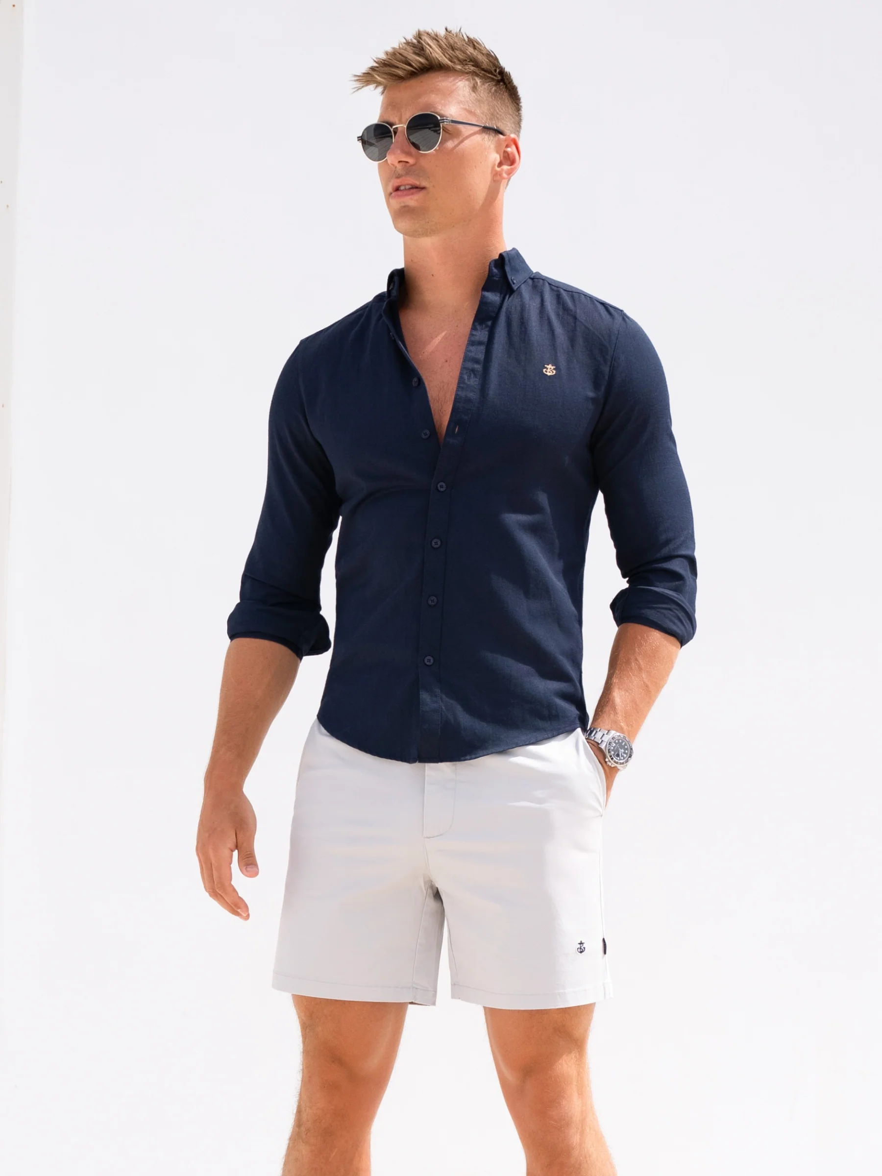 Stretch Chino Shorts - Light Grey - Image 2