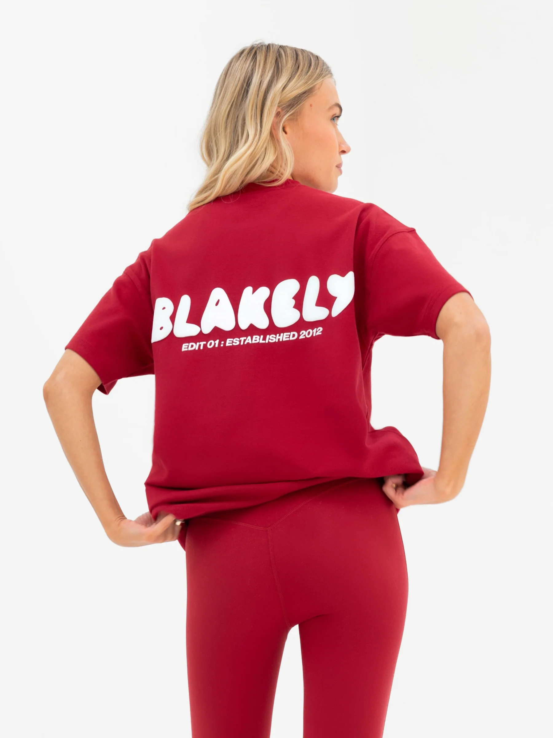 Cloud Print Oversized T-Shirt - Cherry Red