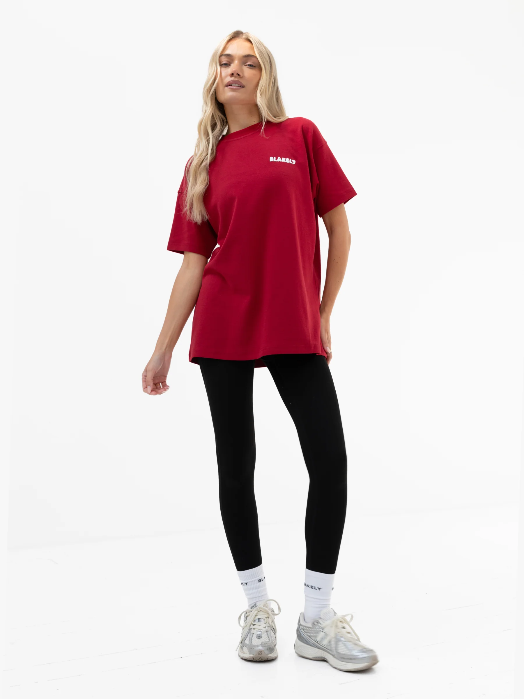 Cloud Print Oversized T-Shirt - Cherry Red - Image 6