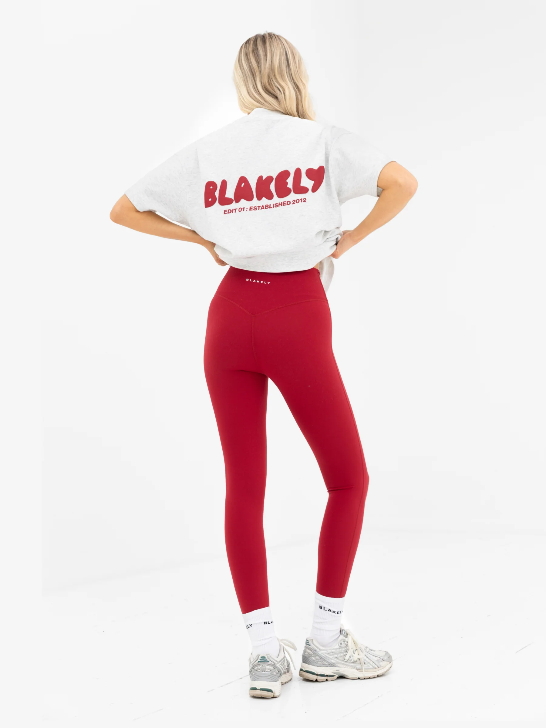 Cloud Print Oversized T-Shirt - Marl White & Cherry Red - Image 5