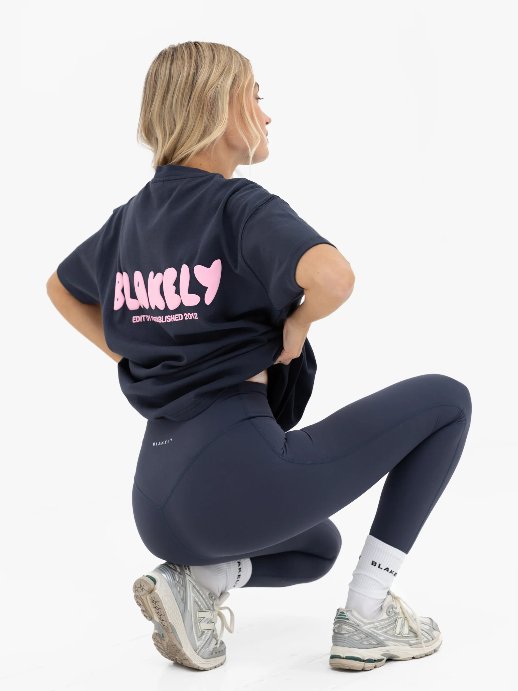 Cloud Print Oversized T-Shirt - True Navy & Powder Pink - Image 5