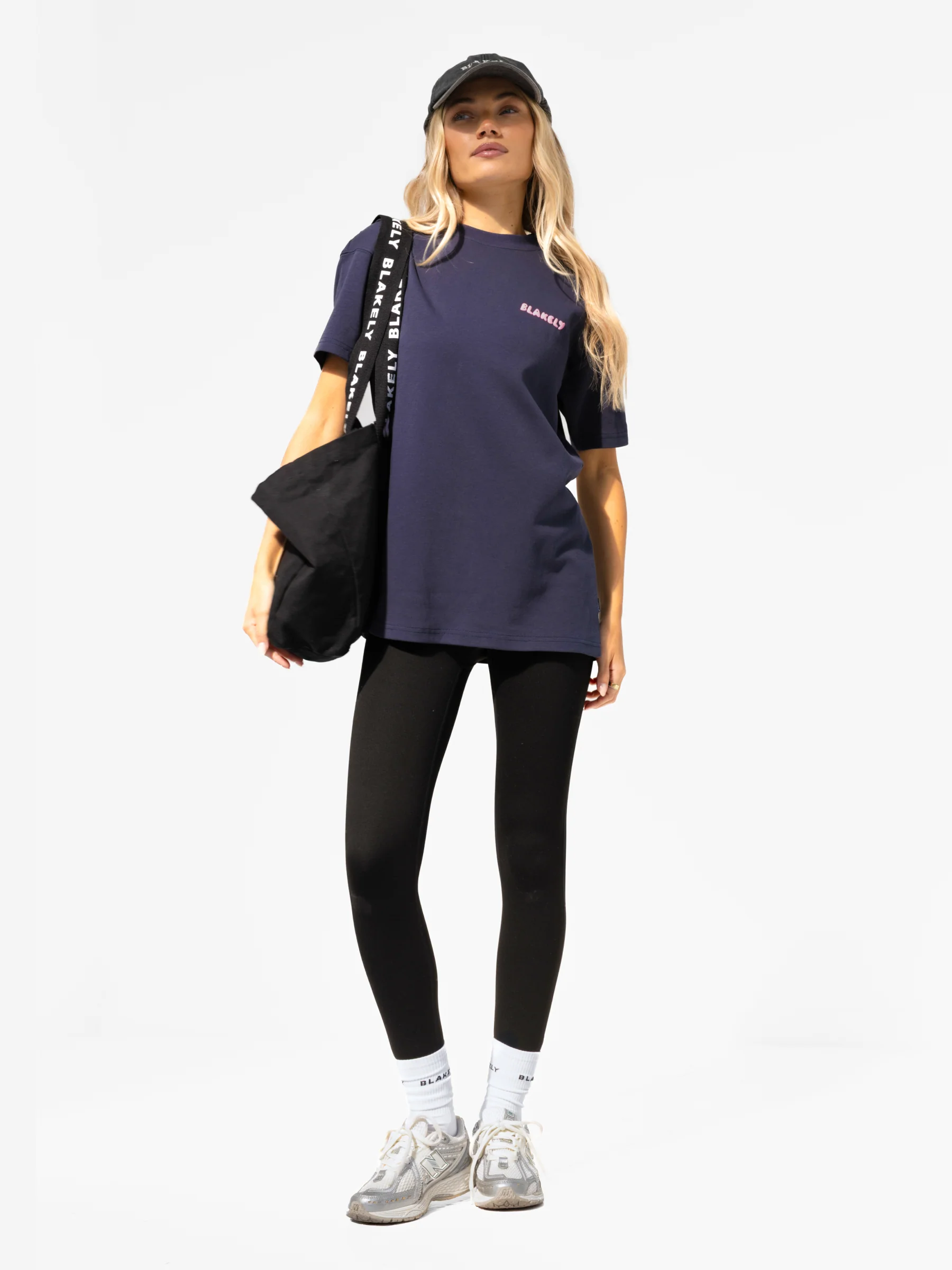 Cloud Print Oversized T-Shirt - True Navy & Powder Pink - Image 6
