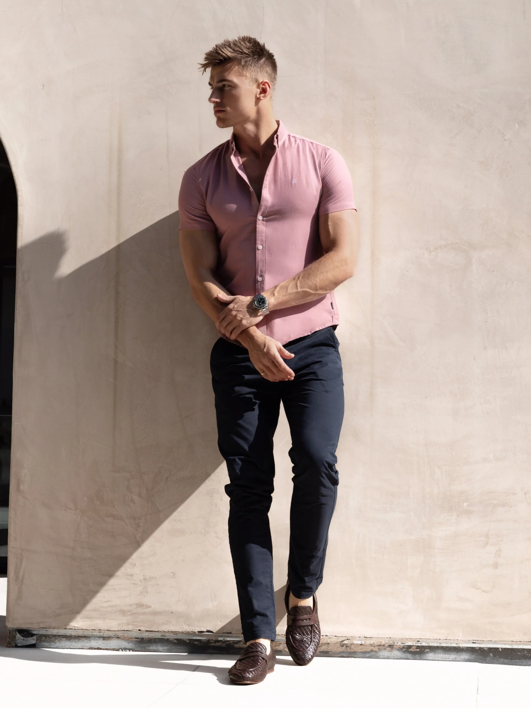 Conrad Short Sleeve Shirt - Dusty Pink - Image 2