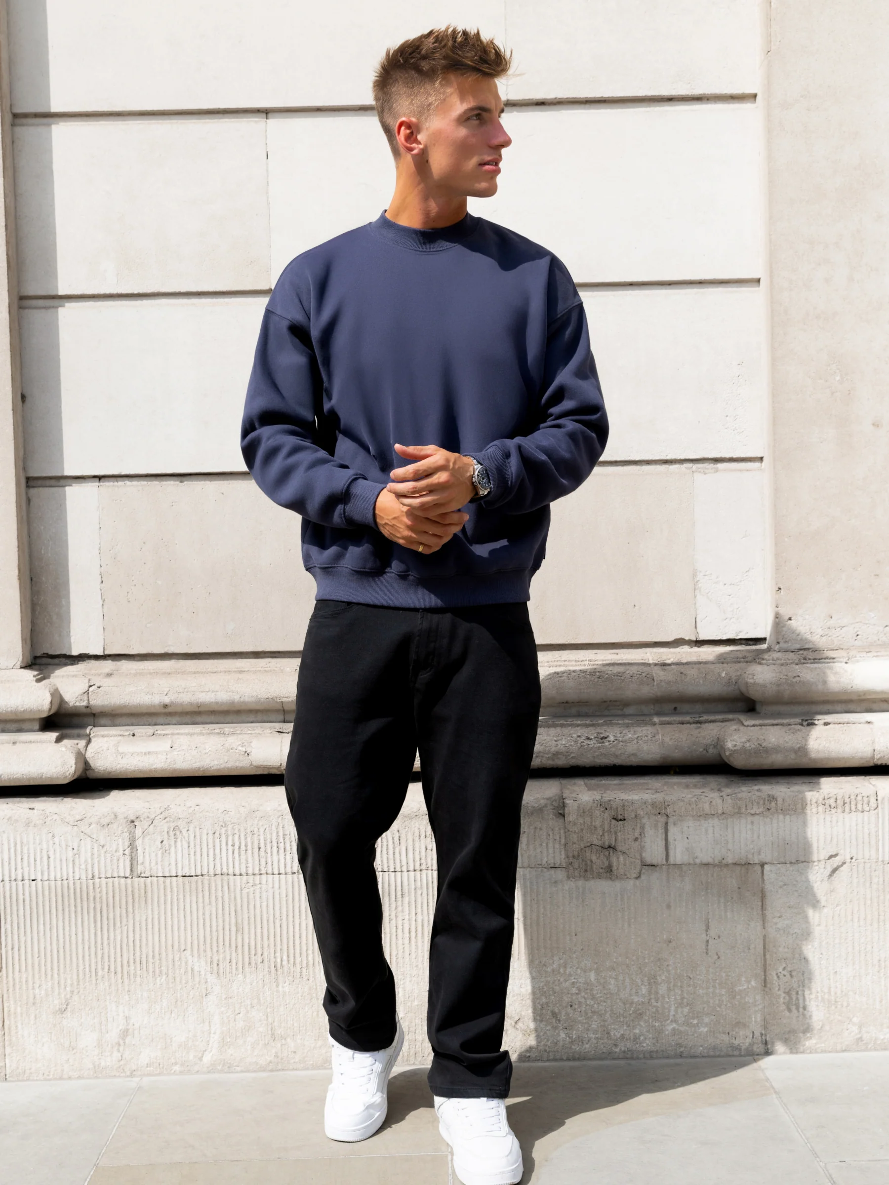 Declan Relaxed Jumper - True Navy - Image 3