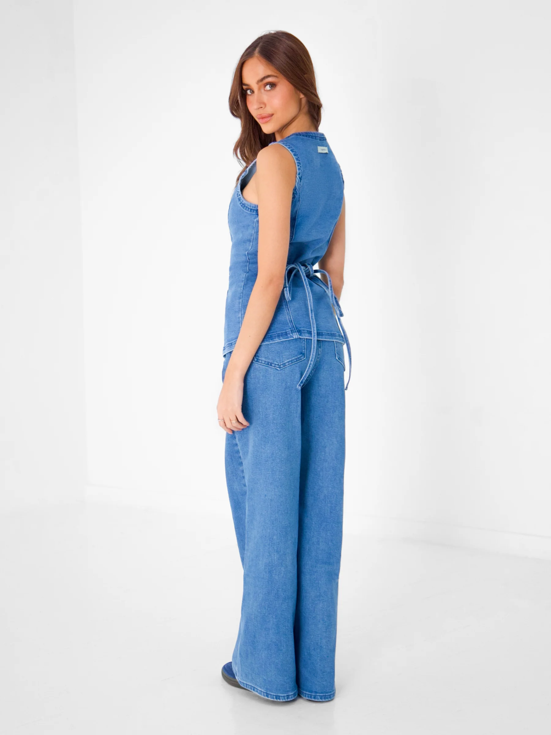 Blakely Denim Button Up Top - Classic Blue - Image 4