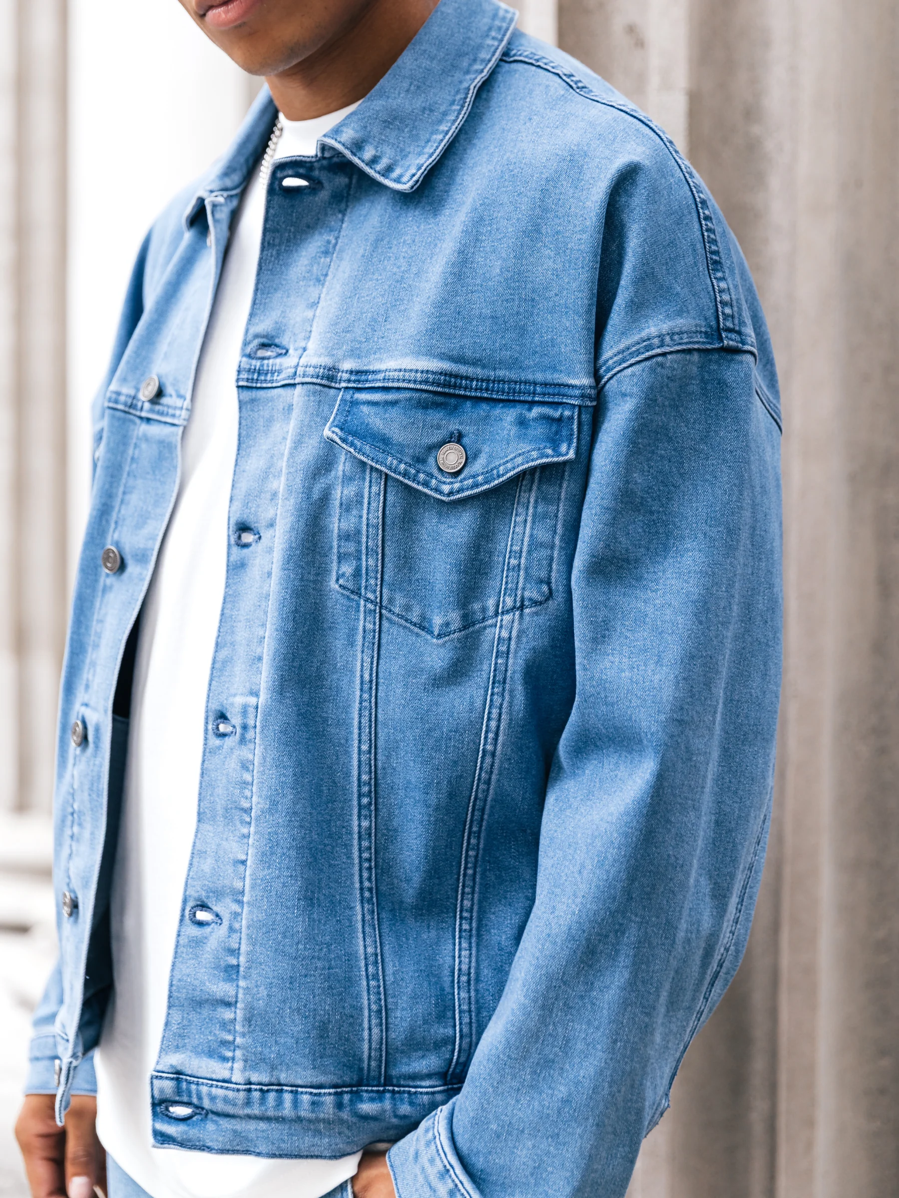 Blakely Denim Trucker Jacket - Blue - Image 5