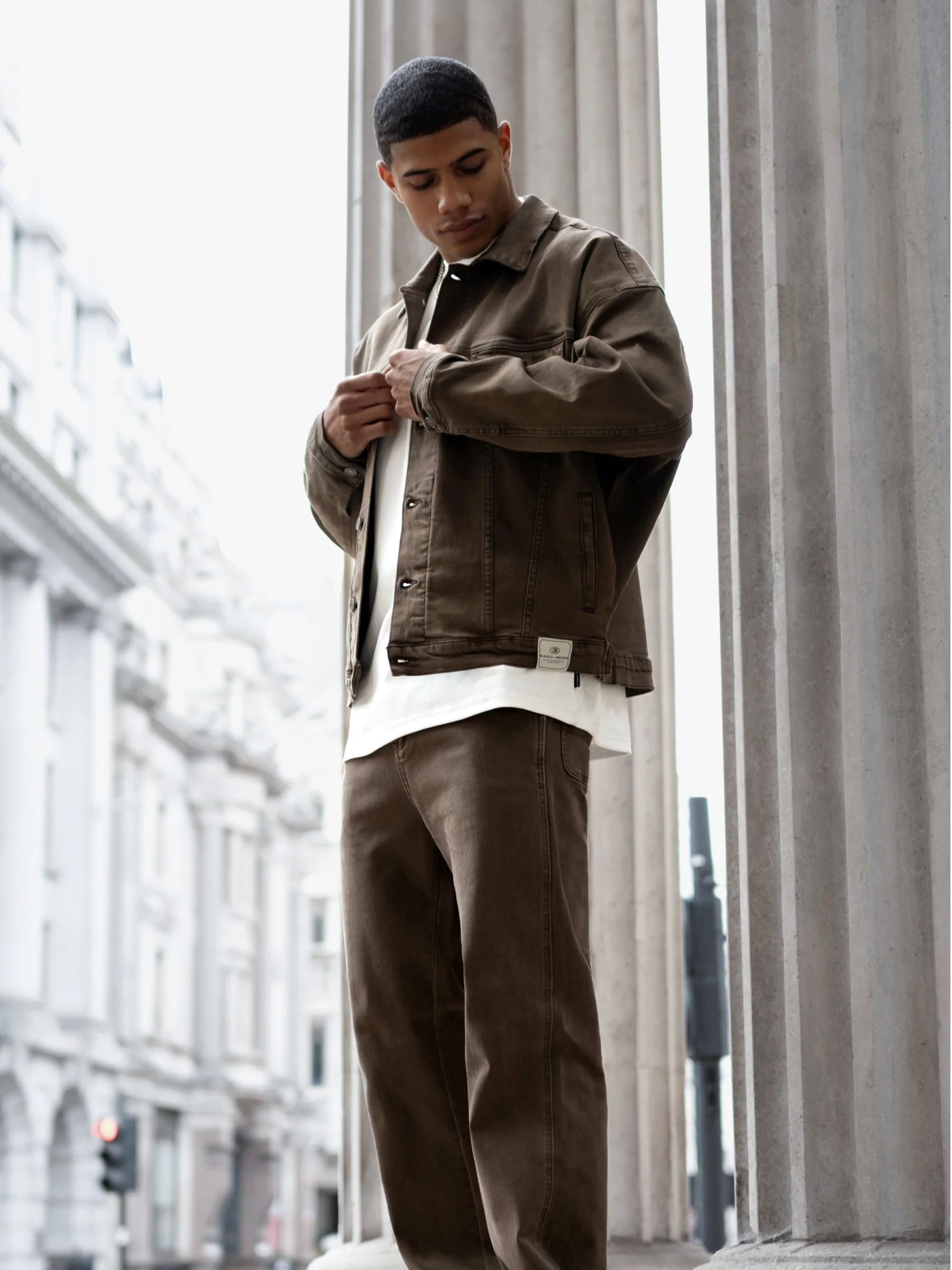 Blakely Denim Trucker Jacket - Brown - Image 3