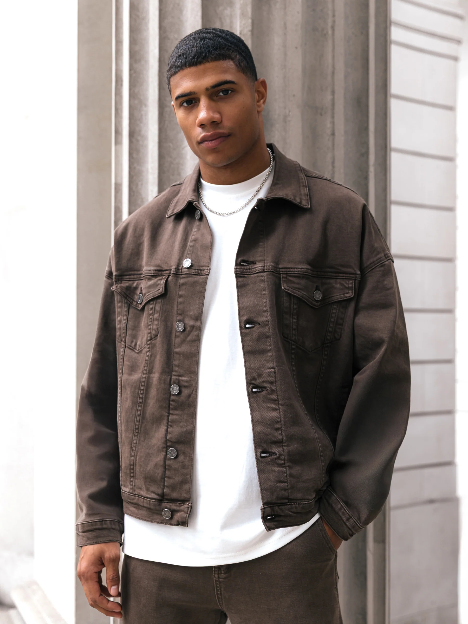 Blakely Denim Trucker Jacket - Brown - Image 5