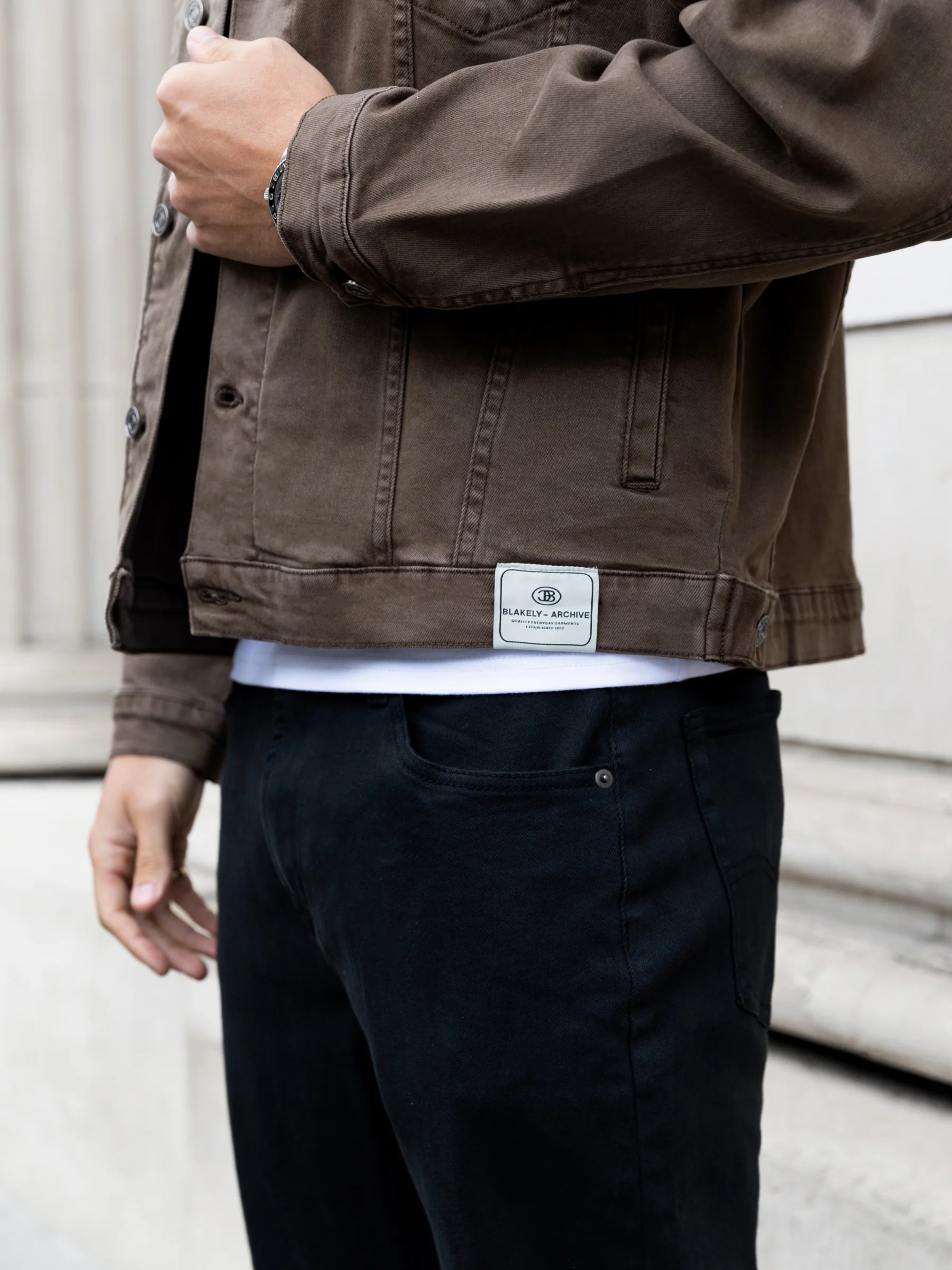Blakely Denim Trucker Jacket - Brown - Image 6
