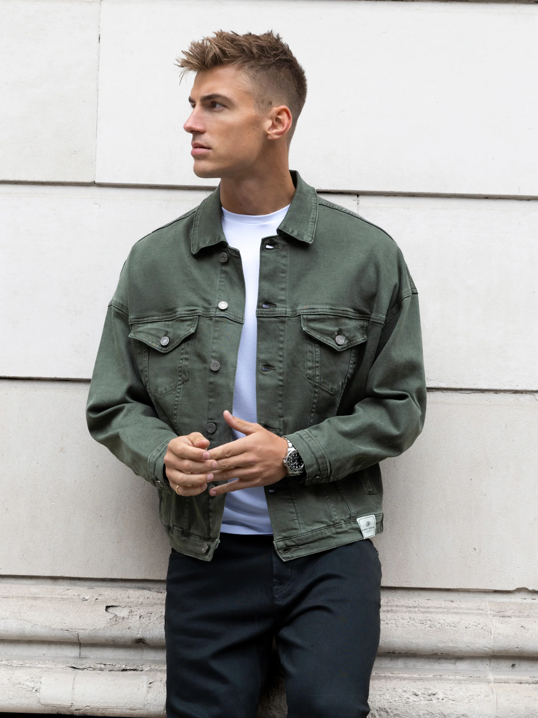 Blakely Denim Trucker Jacket - Olive Green - Image 6
