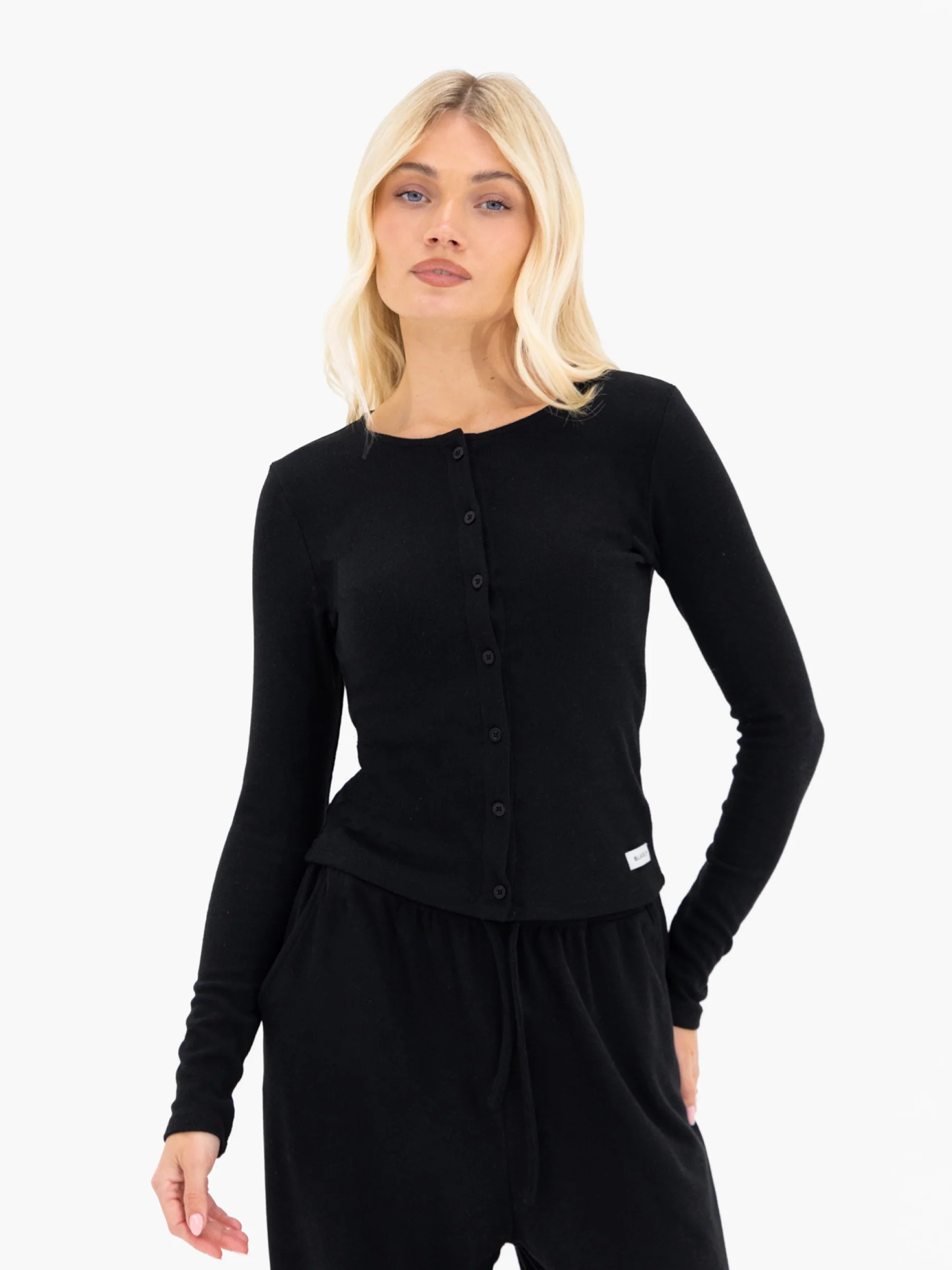Ebony Button Up Cardigan - Black - Image 6