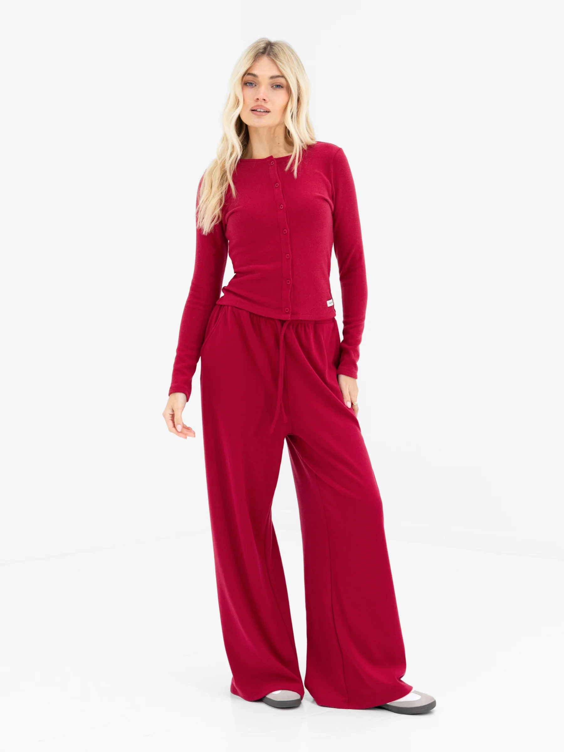 Ebony Button Up Cardigan - Deep Raspberry - Image 3