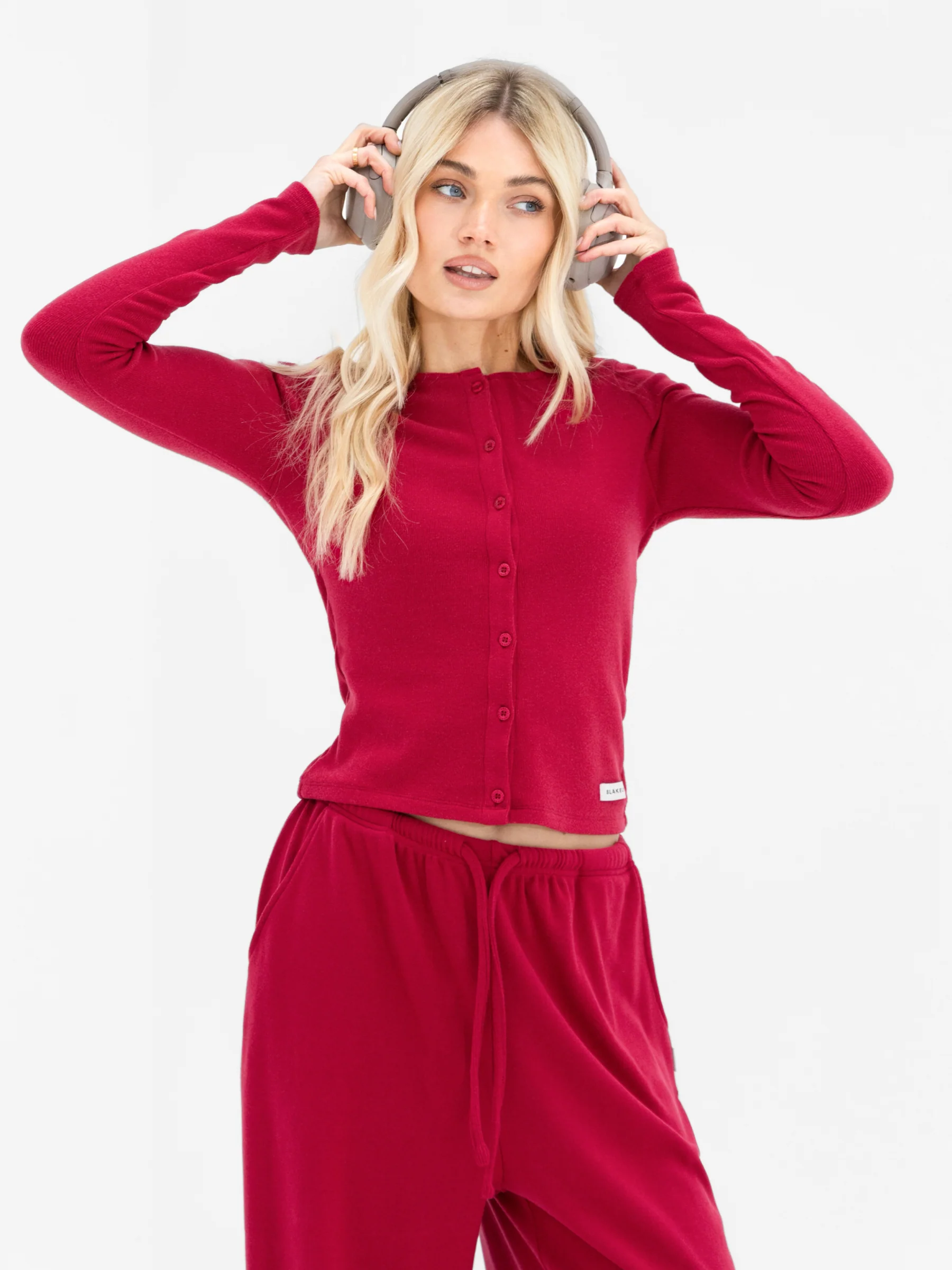 Ebony Button Up Cardigan - Deep Raspberry - Image 5