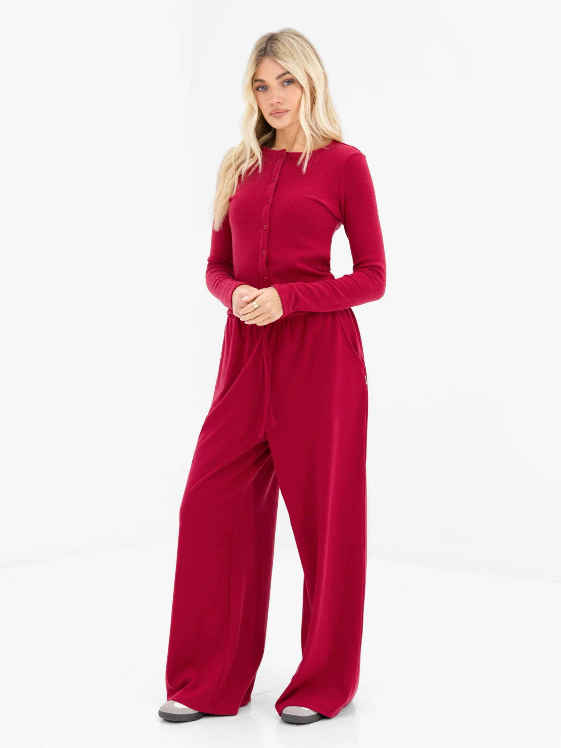 Ebony Button Up Cardigan - Deep Raspberry - Image 6
