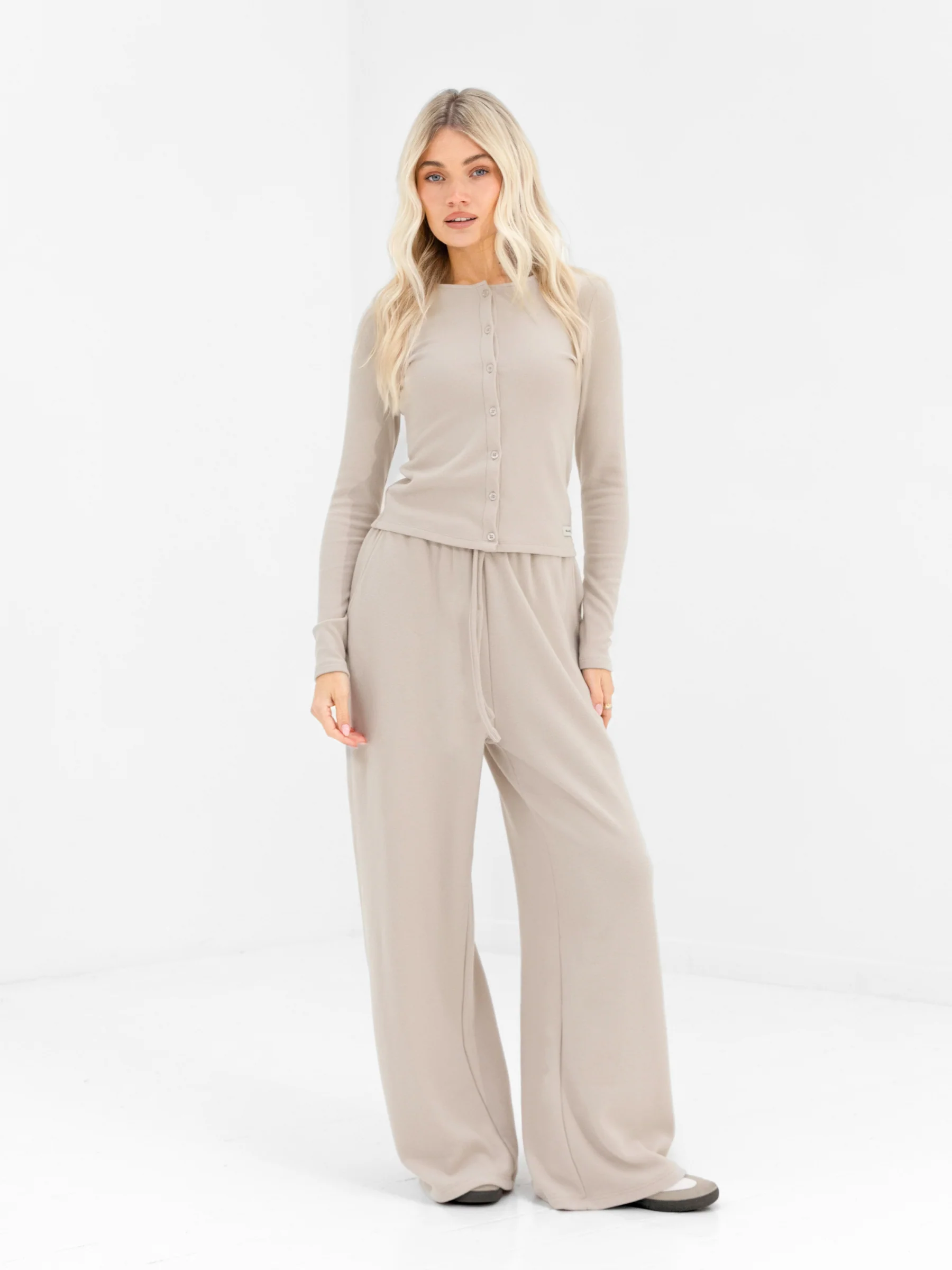 Ebony Button Up Cardigan - Light Stone - Image 3