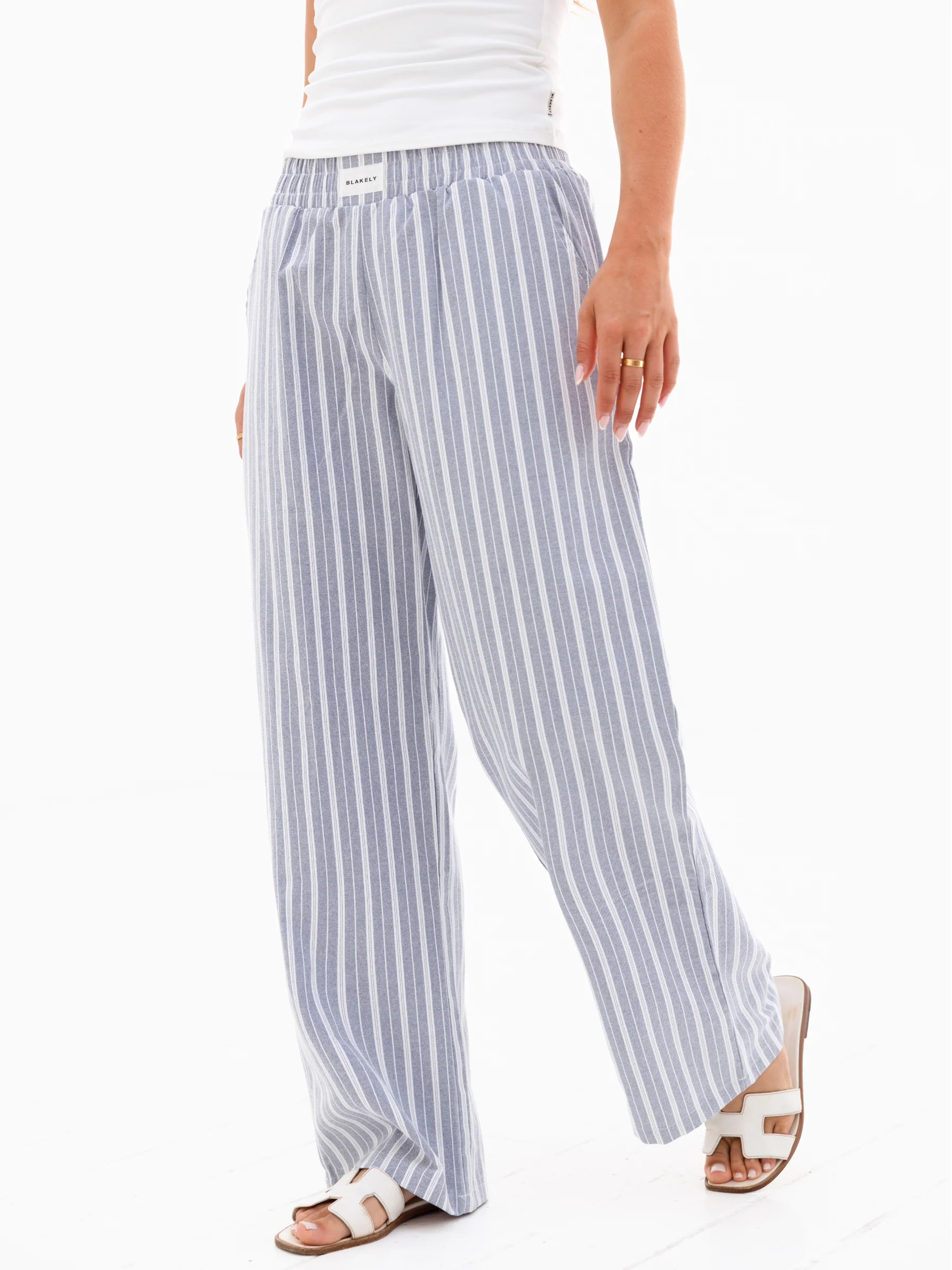 Elena Stripe Trousers - Blue - Image 6