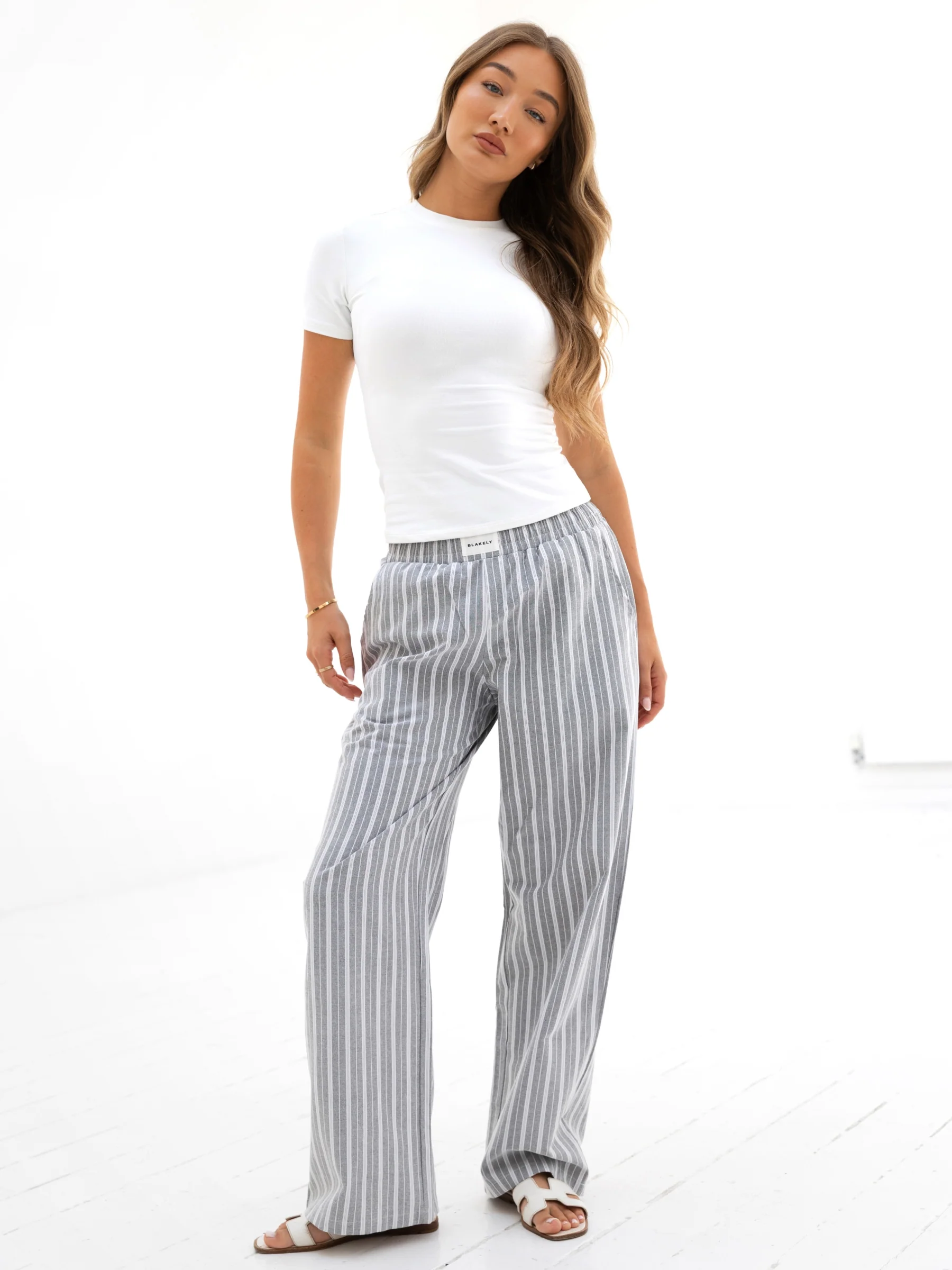 Elena Stripe Trousers - Grey - Image 3