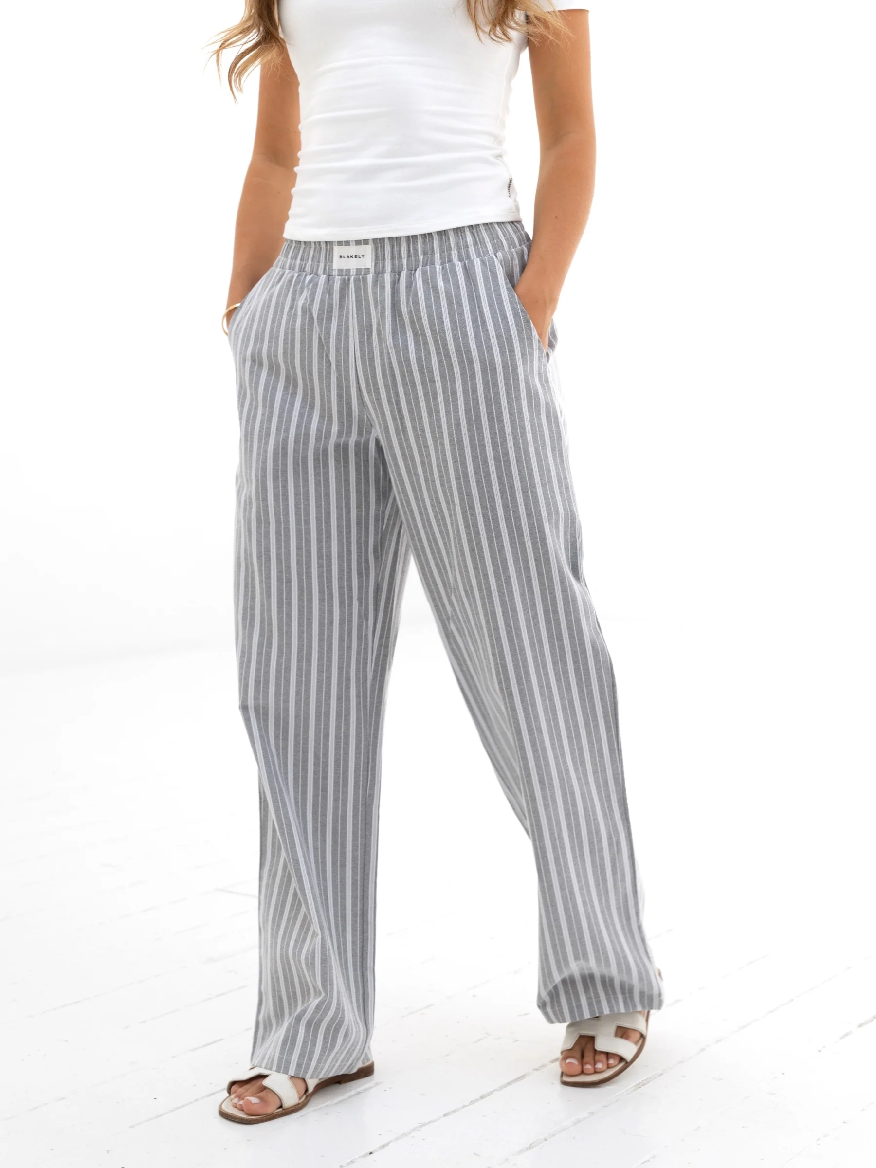 Elena Stripe Trousers - Grey - Image 5