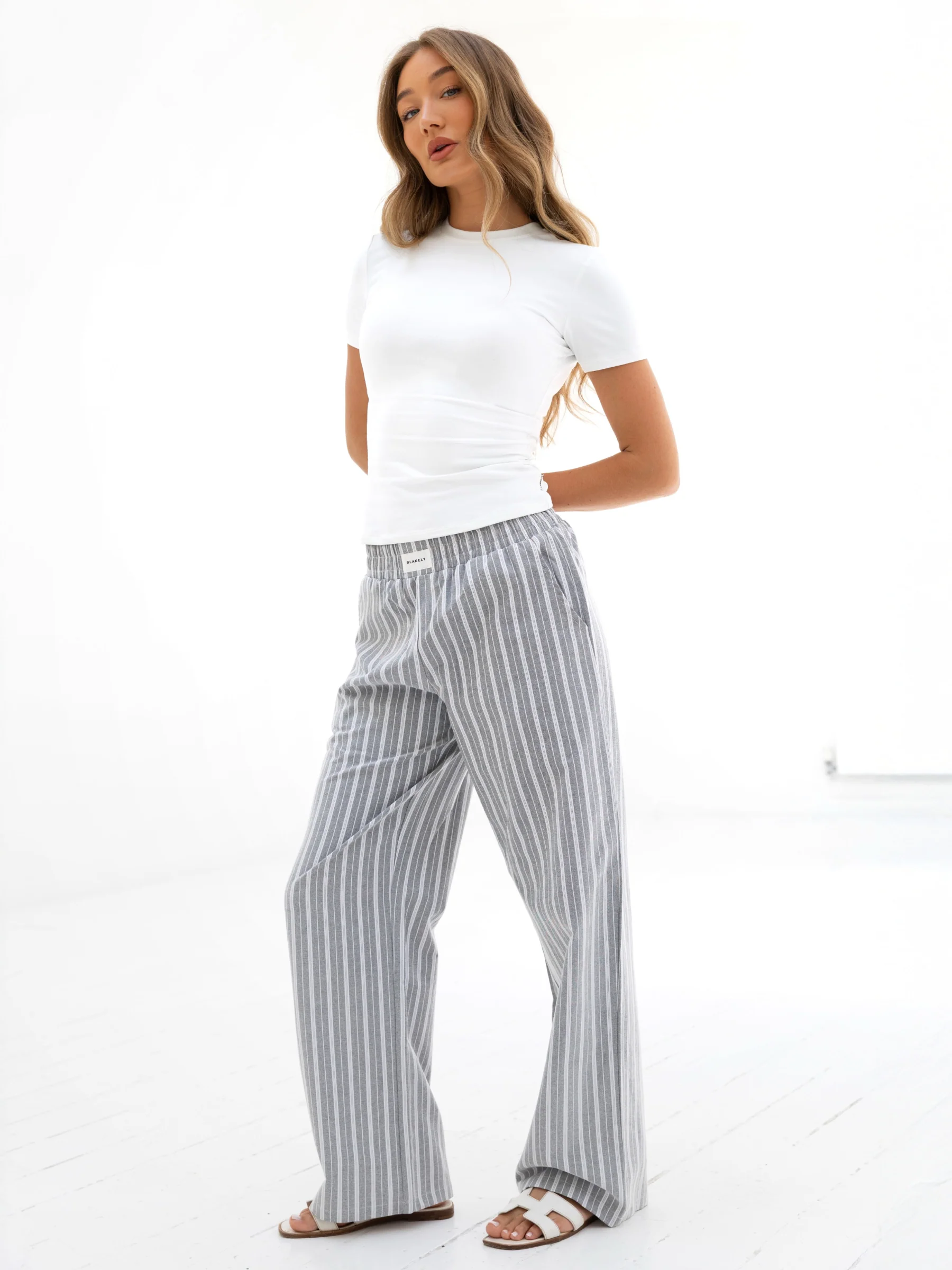 Elena Stripe Trousers - Grey - Image 6