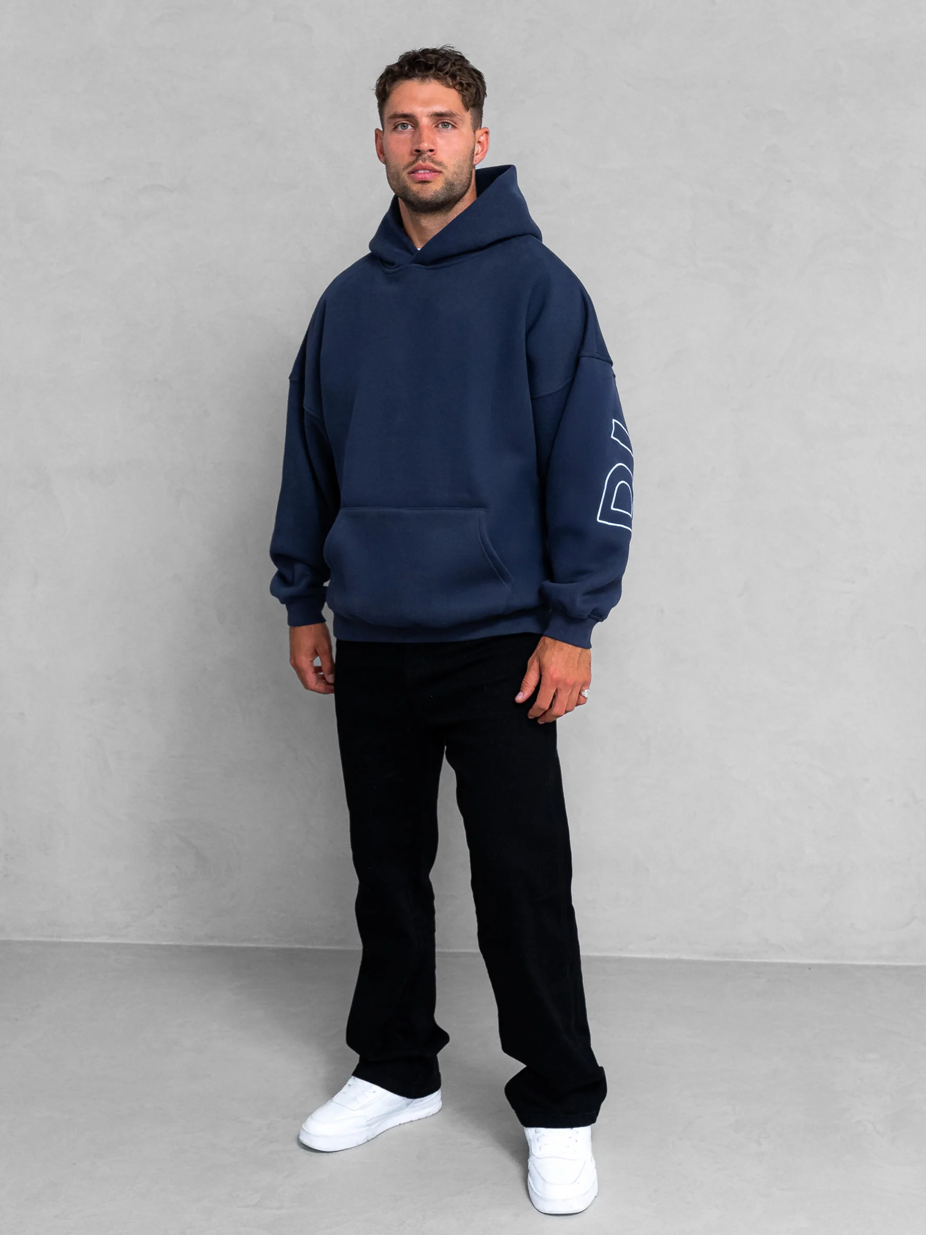 Embroidered Idris Oversized Hoodie - Blue - Image 3