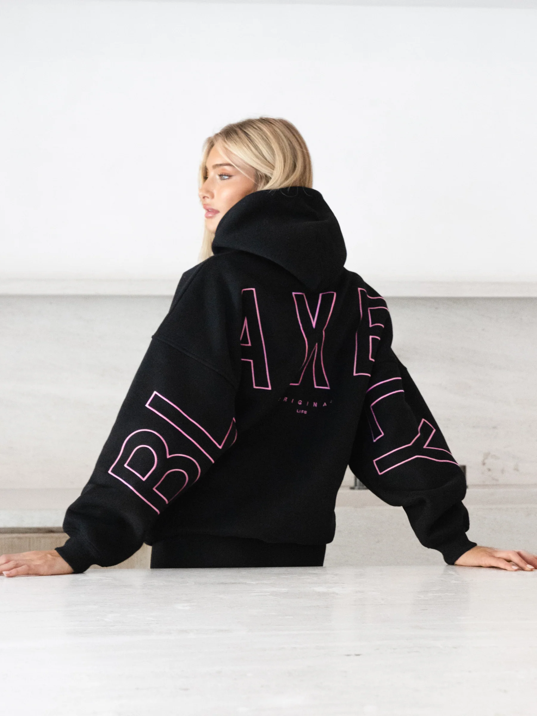 Embroidered Isabel Oversized Hoodie - Ultra Pink - Image 2
